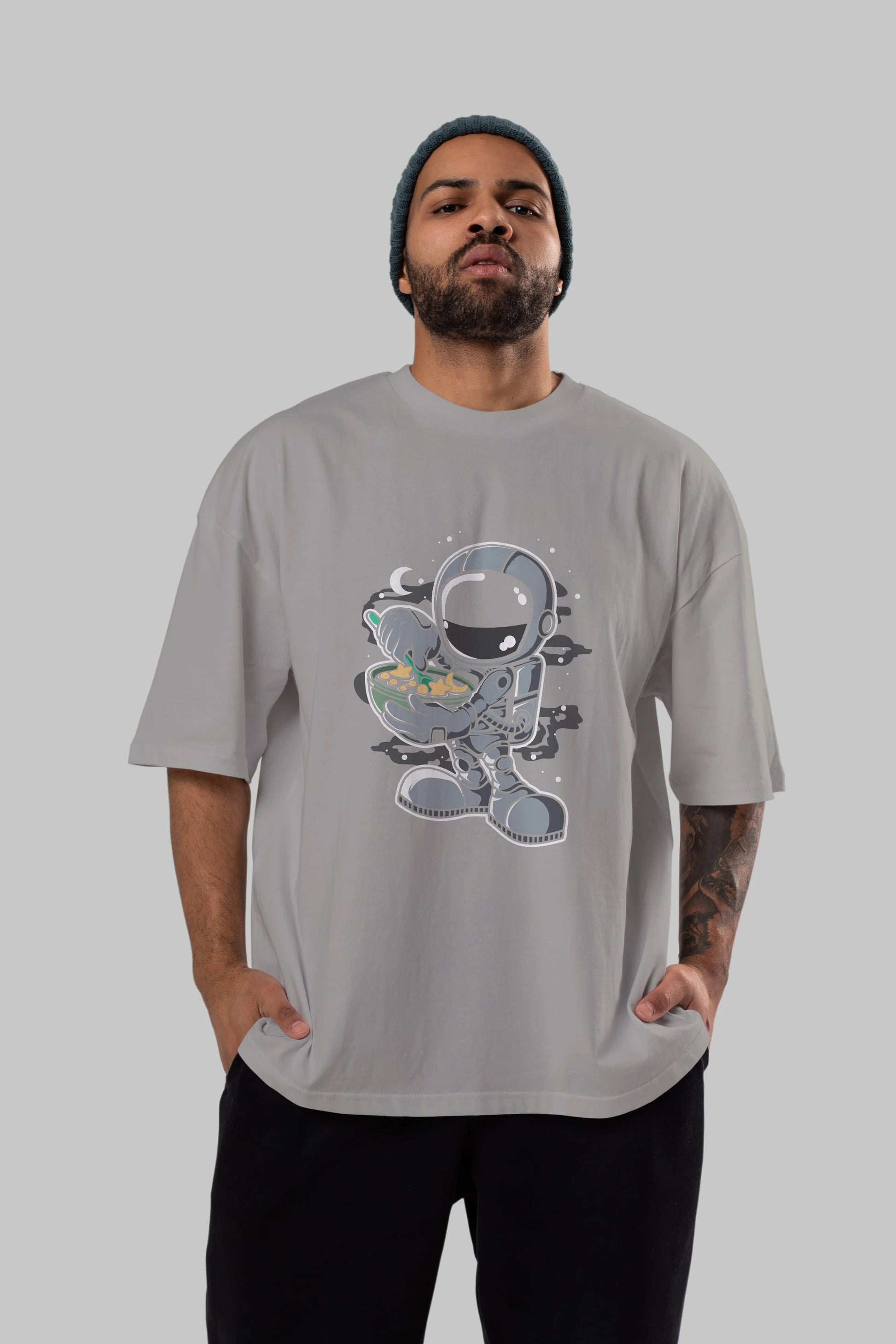 Astronaut Star Flakes Ön Baskılı Oversize t-shirt Erkek Kadın Unisex