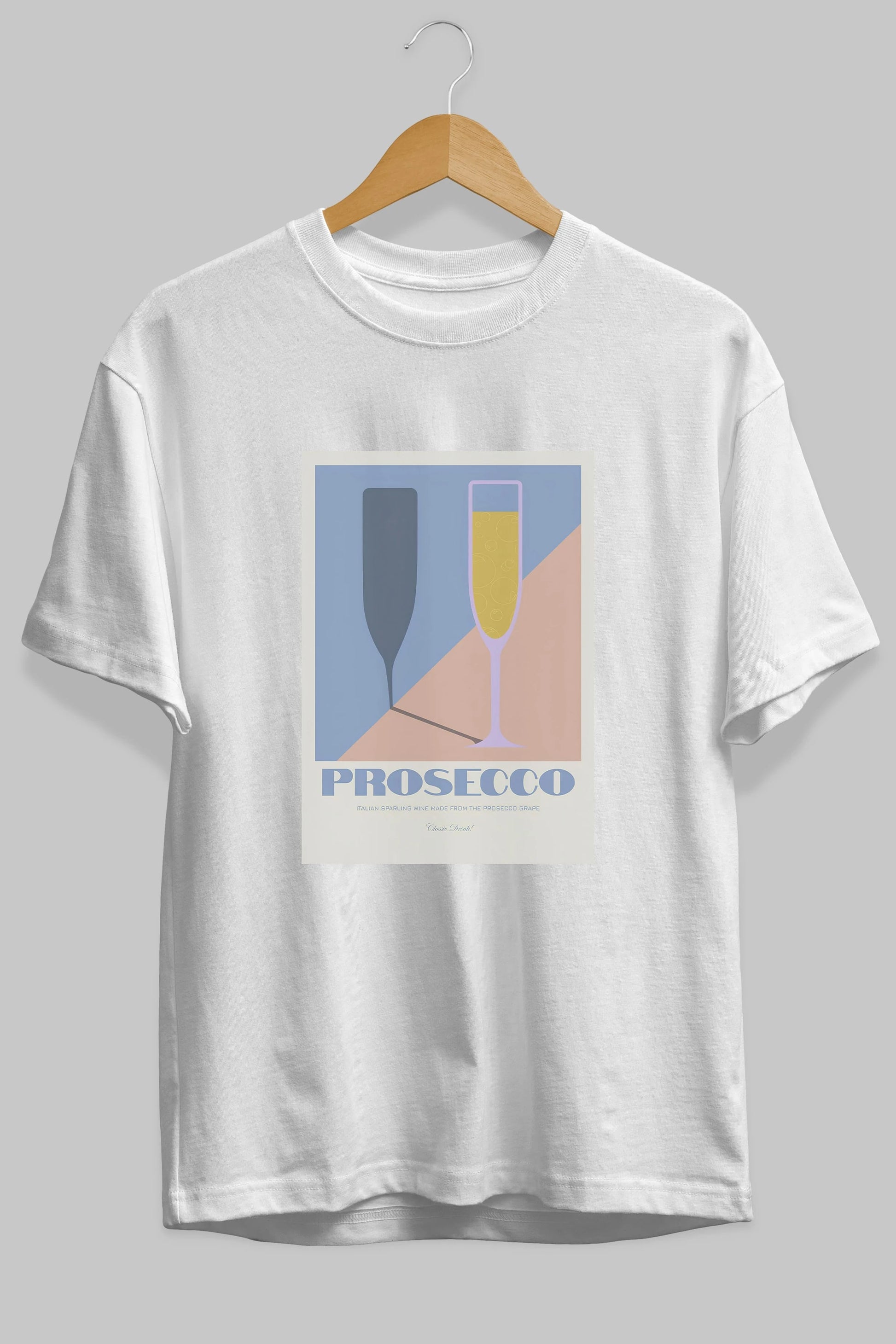 Prosecco Ön Baskılı Oversize t-shirt Erkek Kadın Unisex %100 Pamuk Bisiklet Yaka tişort