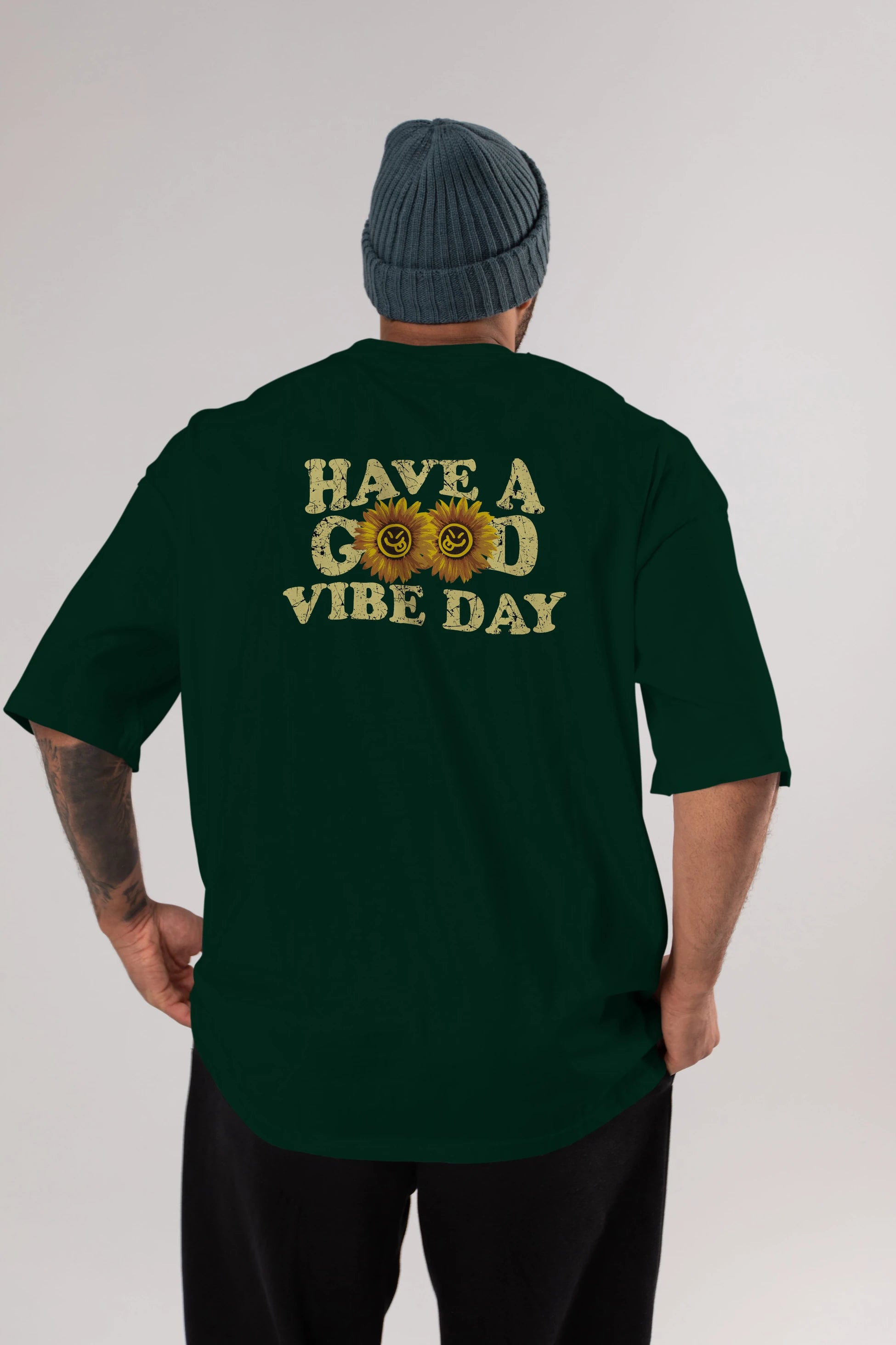 Have a Good Vibe Day Arka Baskılı Oversize t-shirt Erkek Kadın Unisex