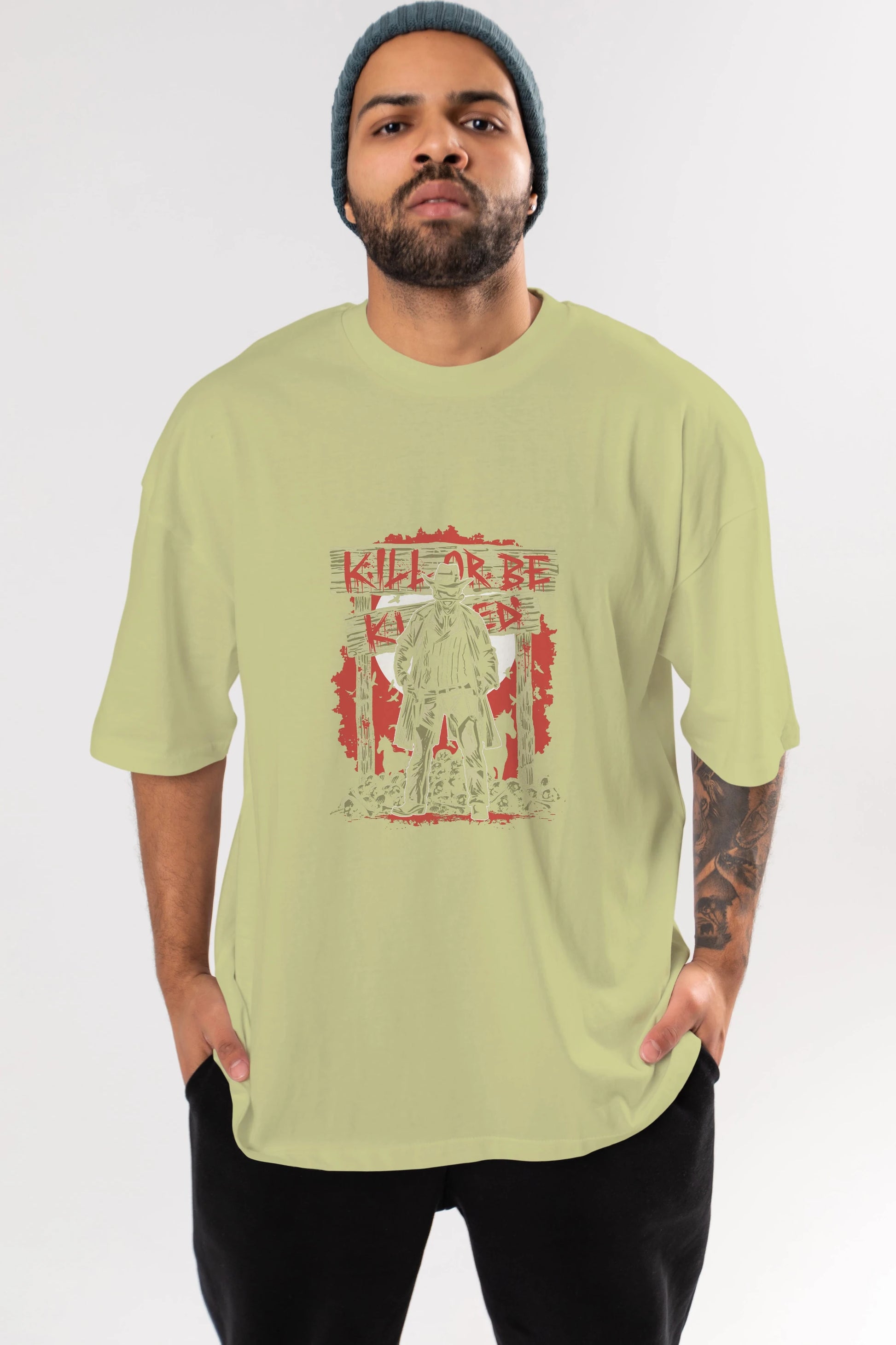 Kill Or Be Killed Ön Baskılı Oversize t-shirt Erkek Kadın Unisex %100 Pamuk tişort
