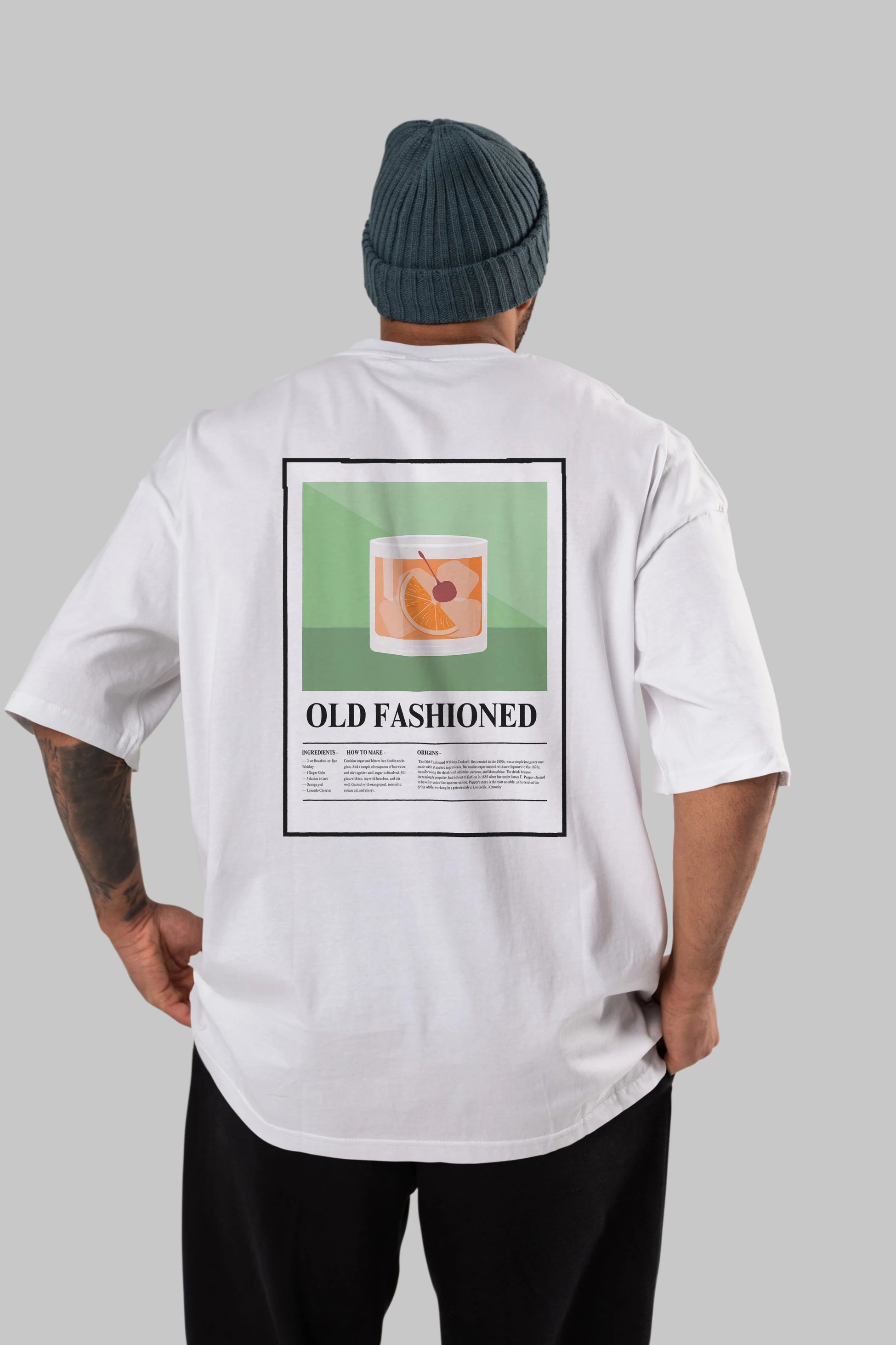 Old Fashioned Arka Baskılı Oversize t-shirt Erkek Kadın Unisex %100 Pamuk Bisiklet Yaka tişort