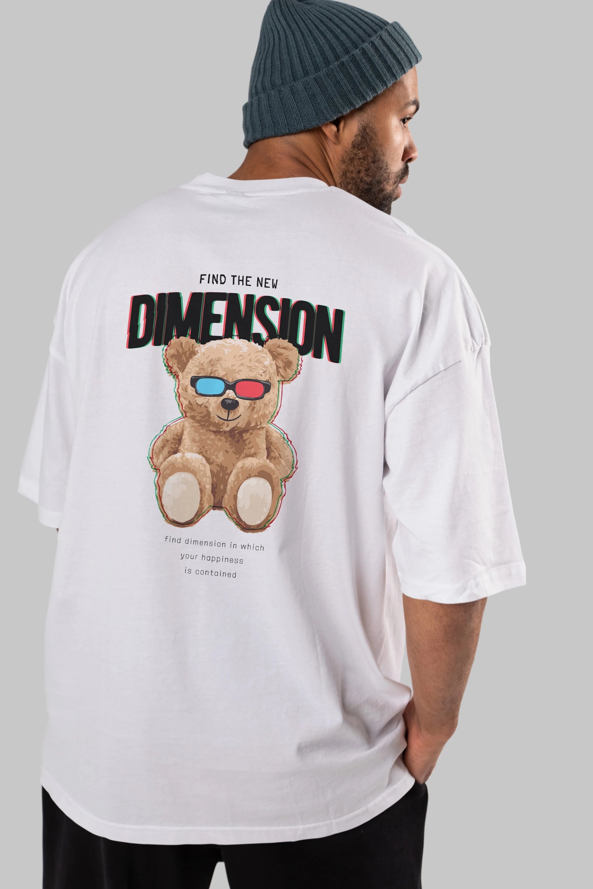 Teddy Bear Dimension Arka Baskılı Oversize t-shirt Erkek Kadın Unisex %100 Pamuk