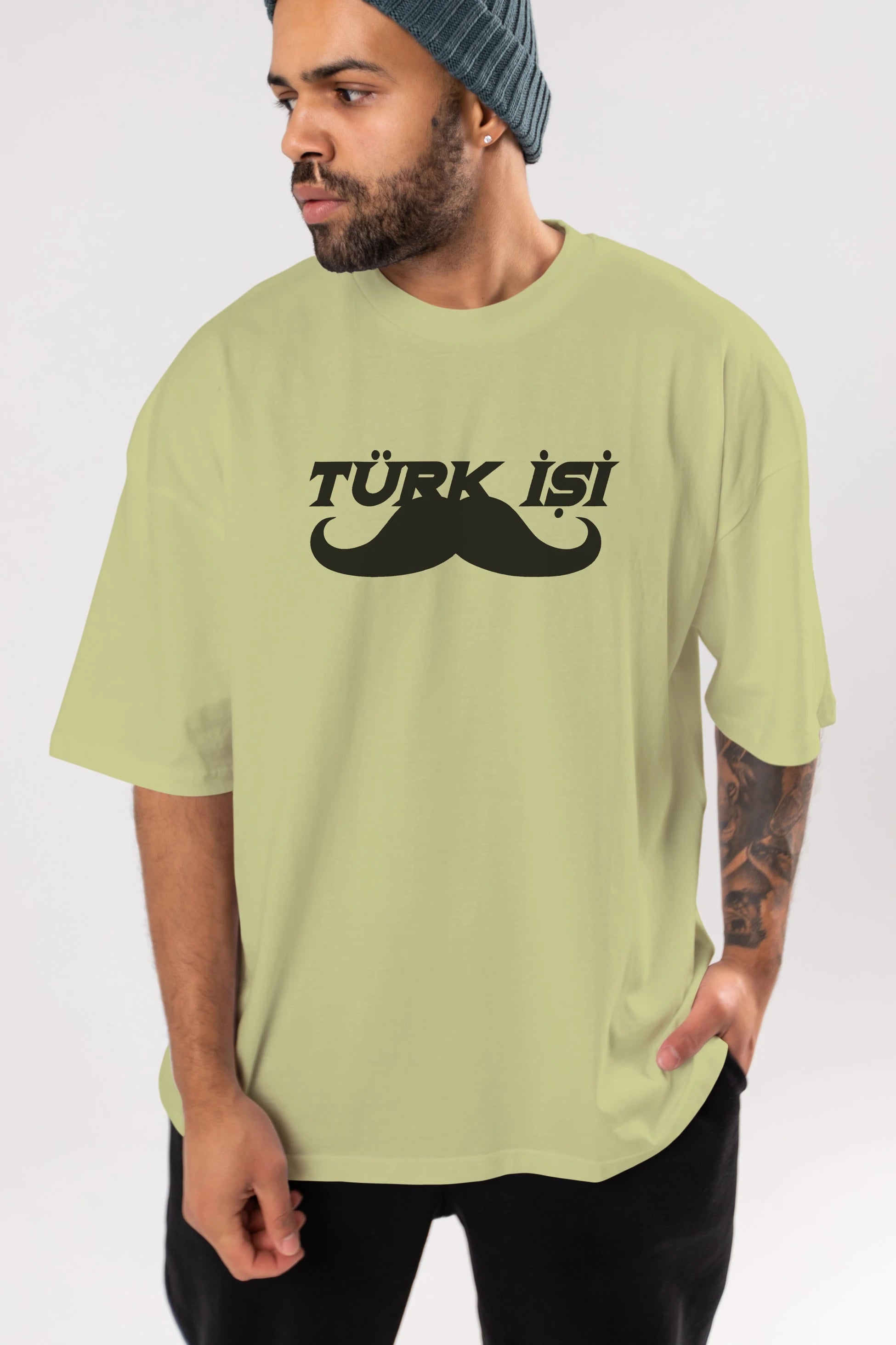 Türk İşi Ön Baskılı Oversize t-shirt %100 pamuk Erkek Kadın Unisex