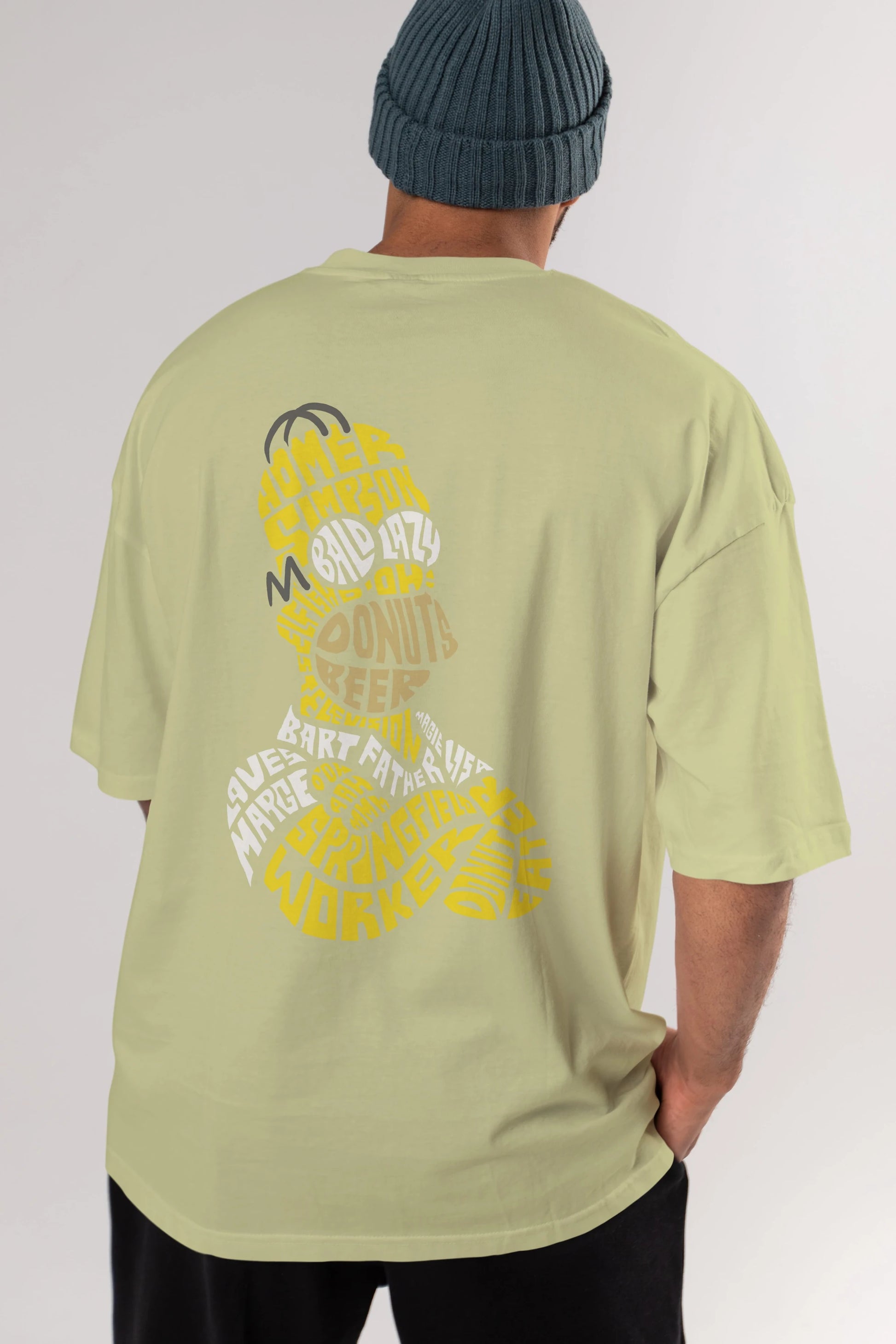 Homer Simpson Arka Baskılı Oversize t-shirt %100 pamuk Erkek Kadın Unisex