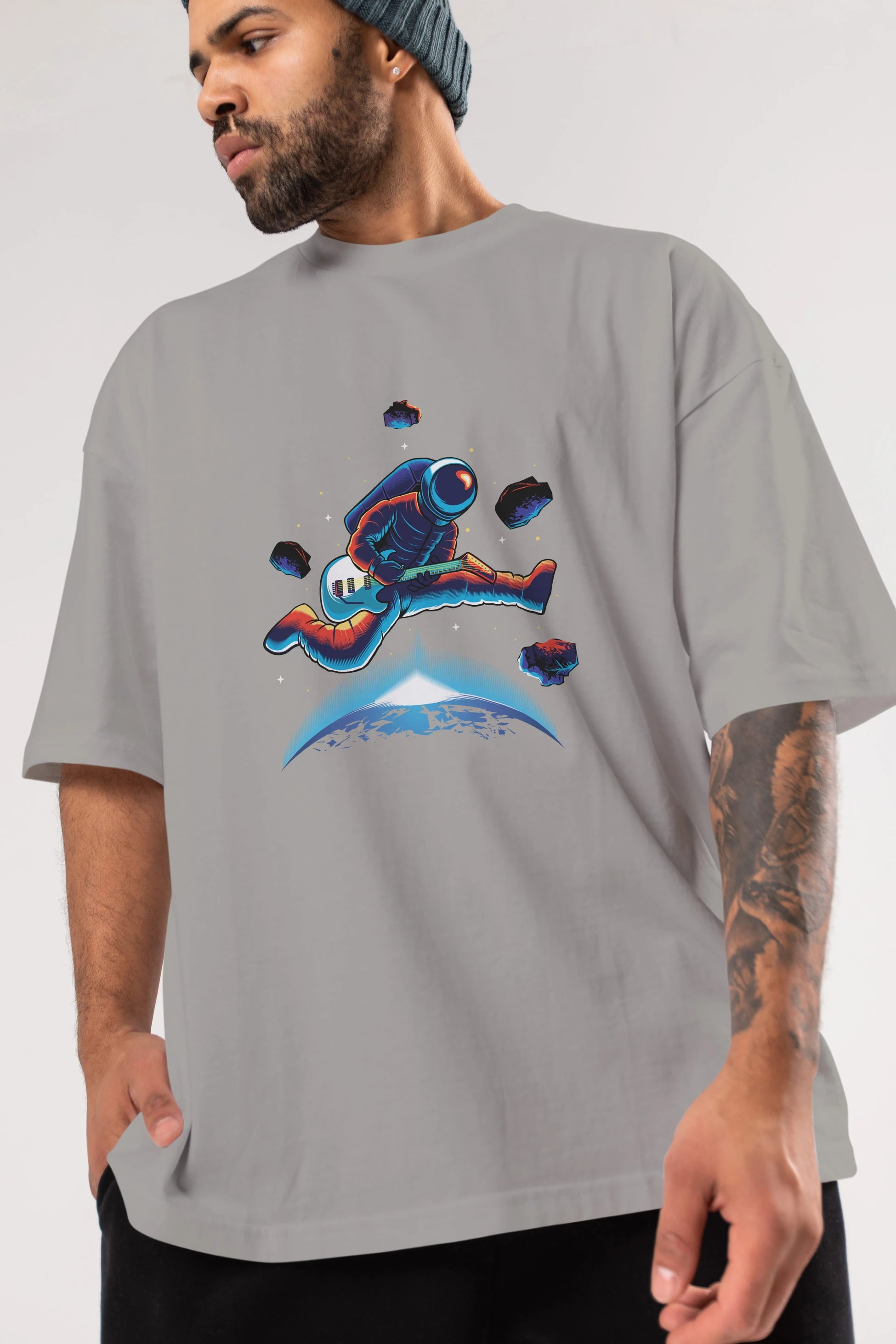Astroguitar Ön Baskılı Oversize t-shirt Erkek Kadın Unisex