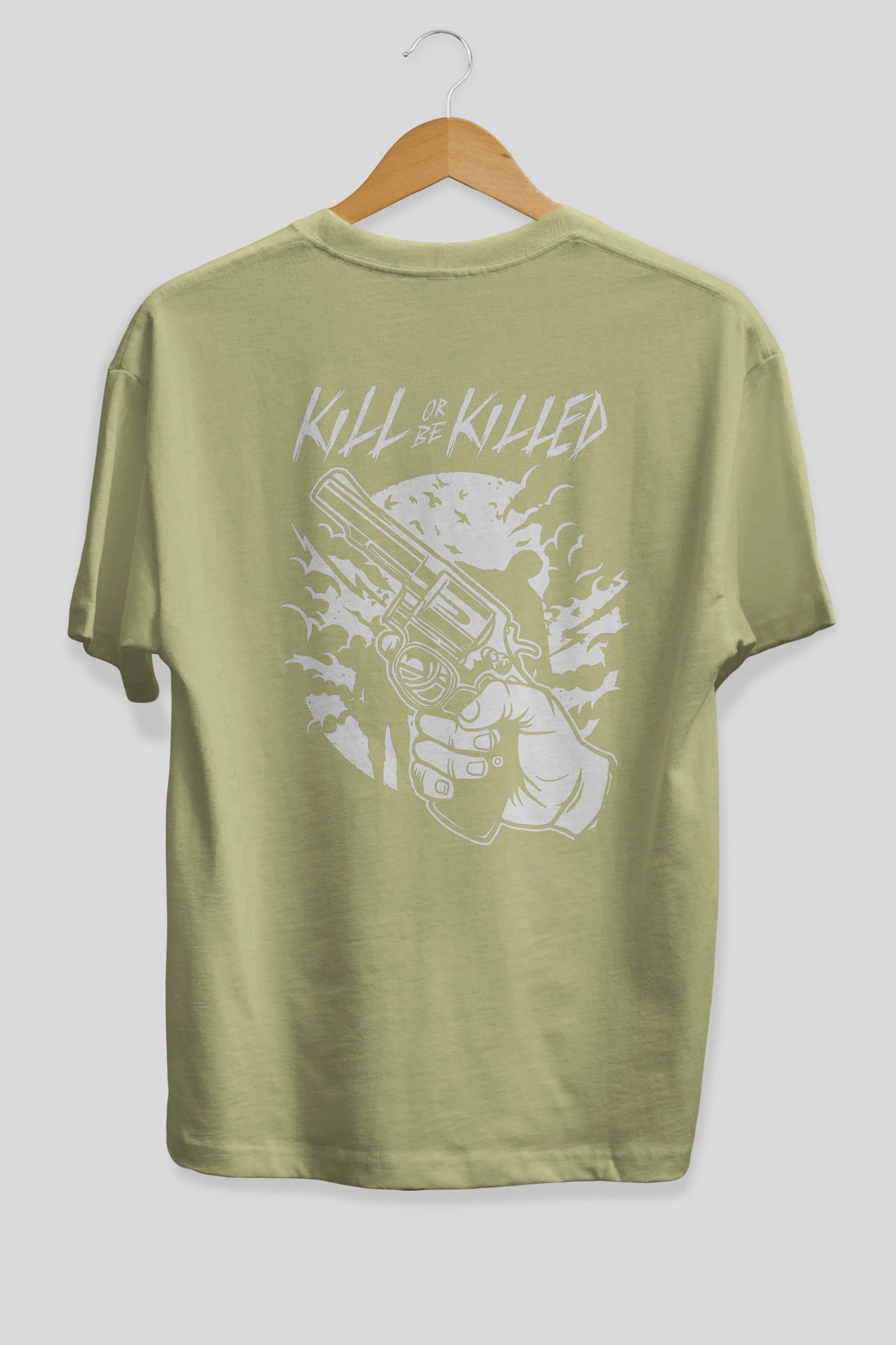 Zombie Shooter Arka Baskılı Oversize t-shirt Erkek Kadın Unisex %100 Pamuk