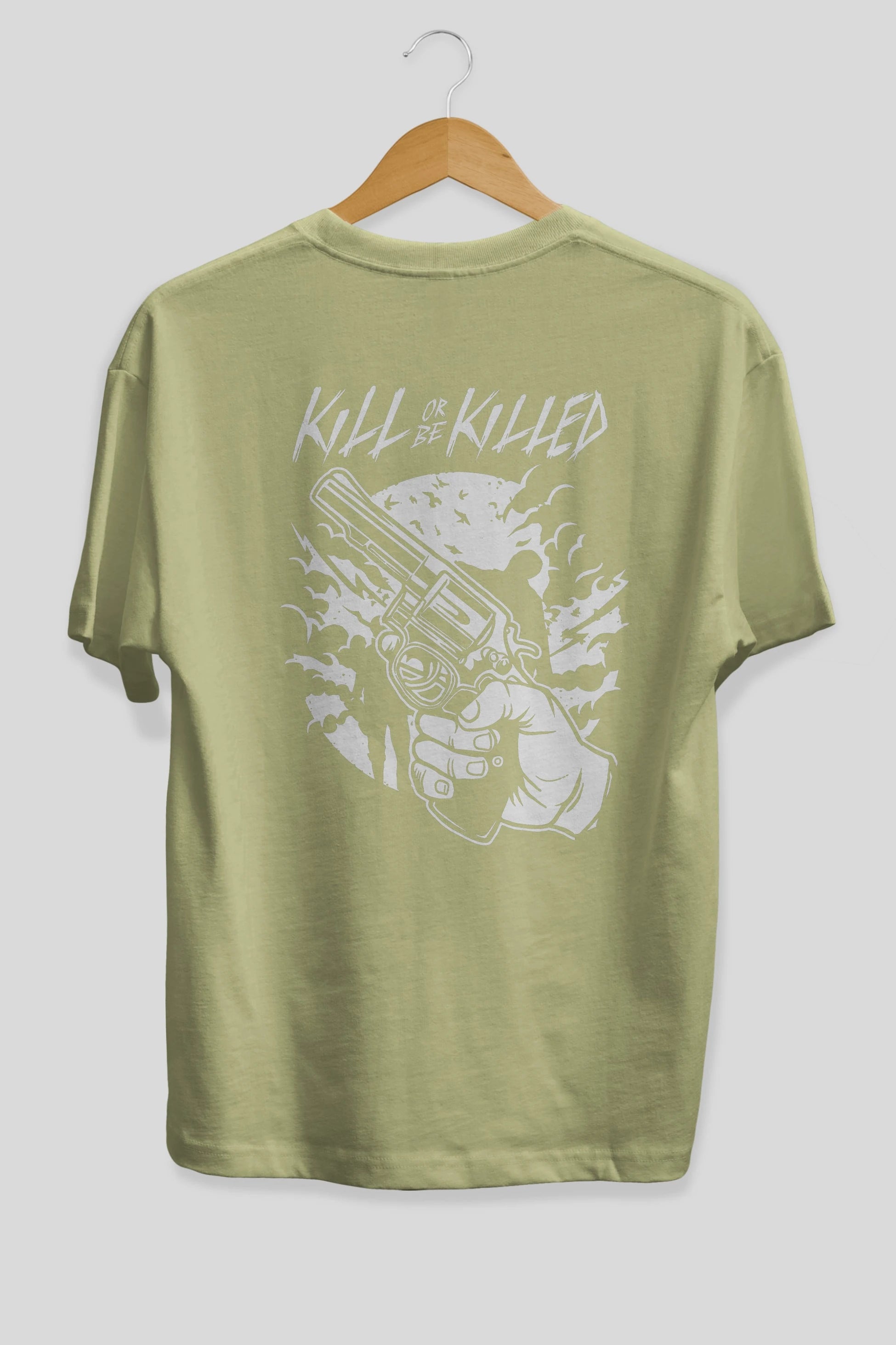 Zombie Shooter Arka Baskılı Oversize t-shirt Erkek Kadın Unisex %100 Pamuk