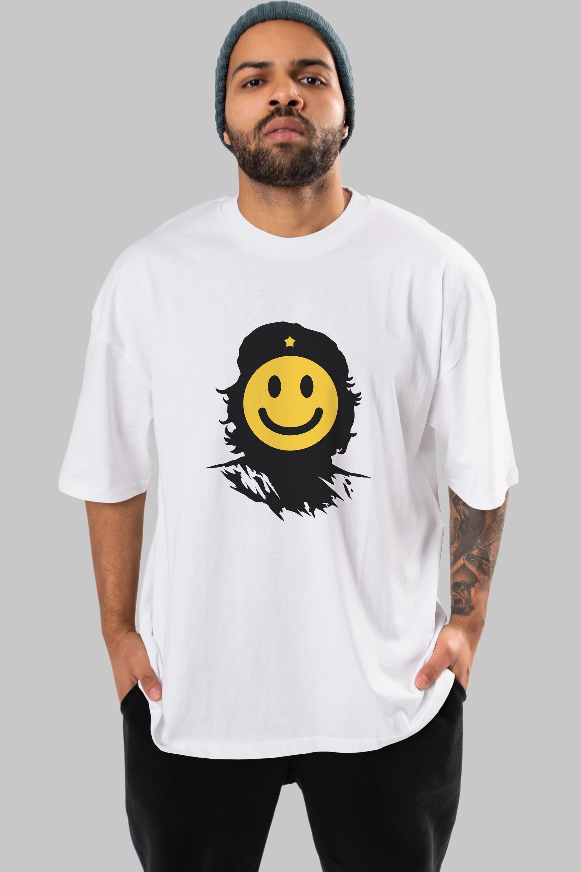 Che Smile Ön Baskılı Oversize t-shirt %100 pamuk Erkek Kadın Unisex