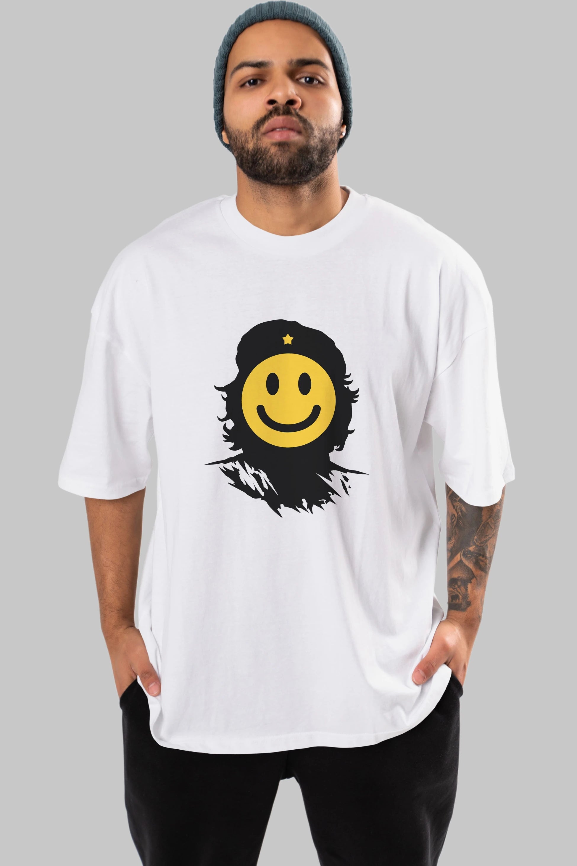 Che Smile Ön Baskılı Oversize t-shirt %100 pamuk Erkek Kadın Unisex