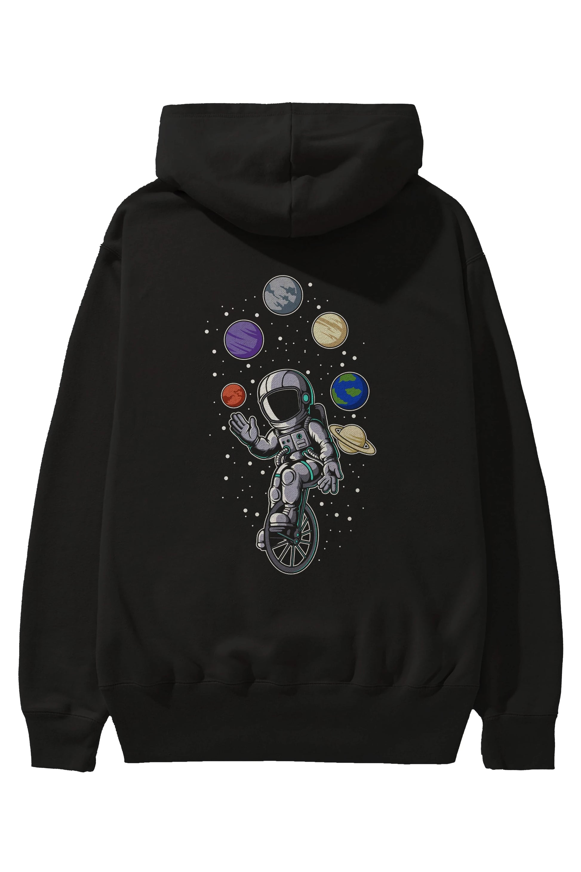 Astronaut Circus Arka Baskılı Hoodie Oversize Kapüşonlu Sweatshirt Erkek Kadın Unisex