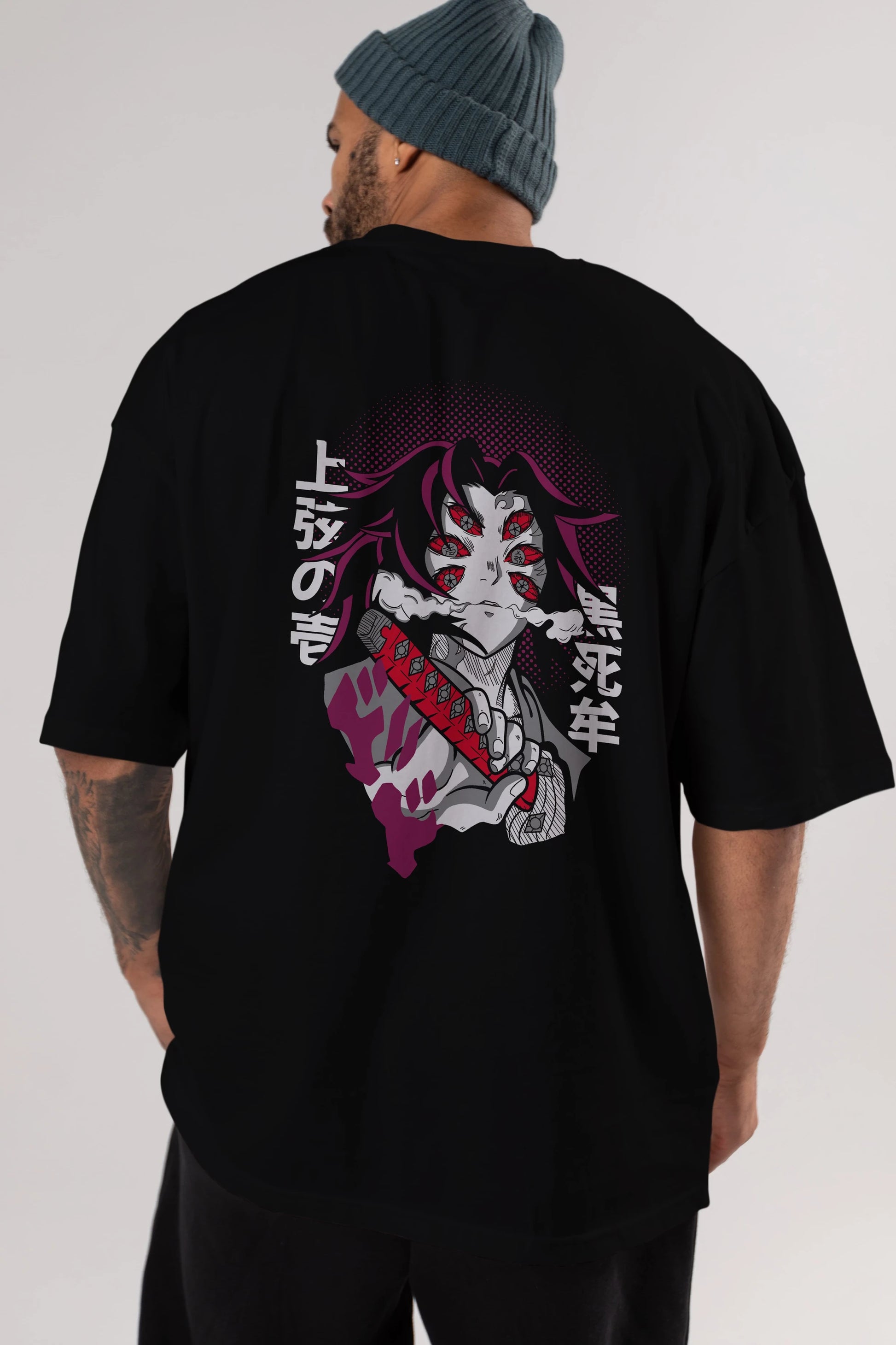 Kokushibo Anime Arka Baskılı Oversize t-shirt Erkek Kadın Unisex