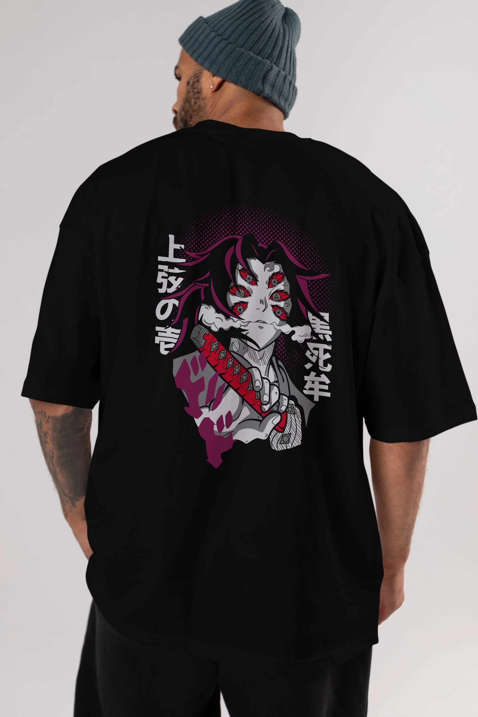Kokushibo Anime Arka Baskılı Oversize t-shirt Erkek Kadın Unisex