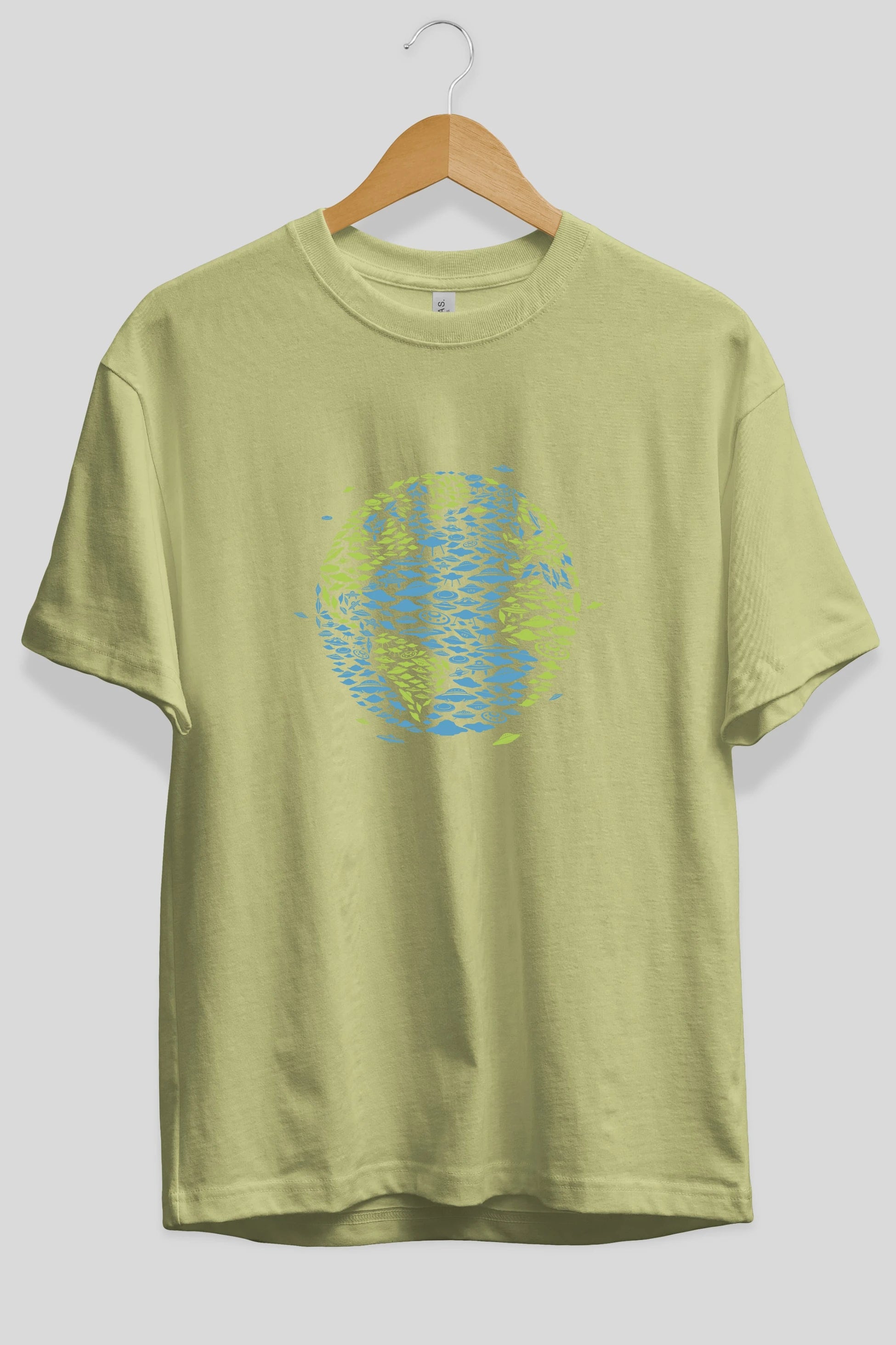 UFO Invasion Ön Baskılı Oversize t-shirt %100 pamuk Erkek Kadın Unisex