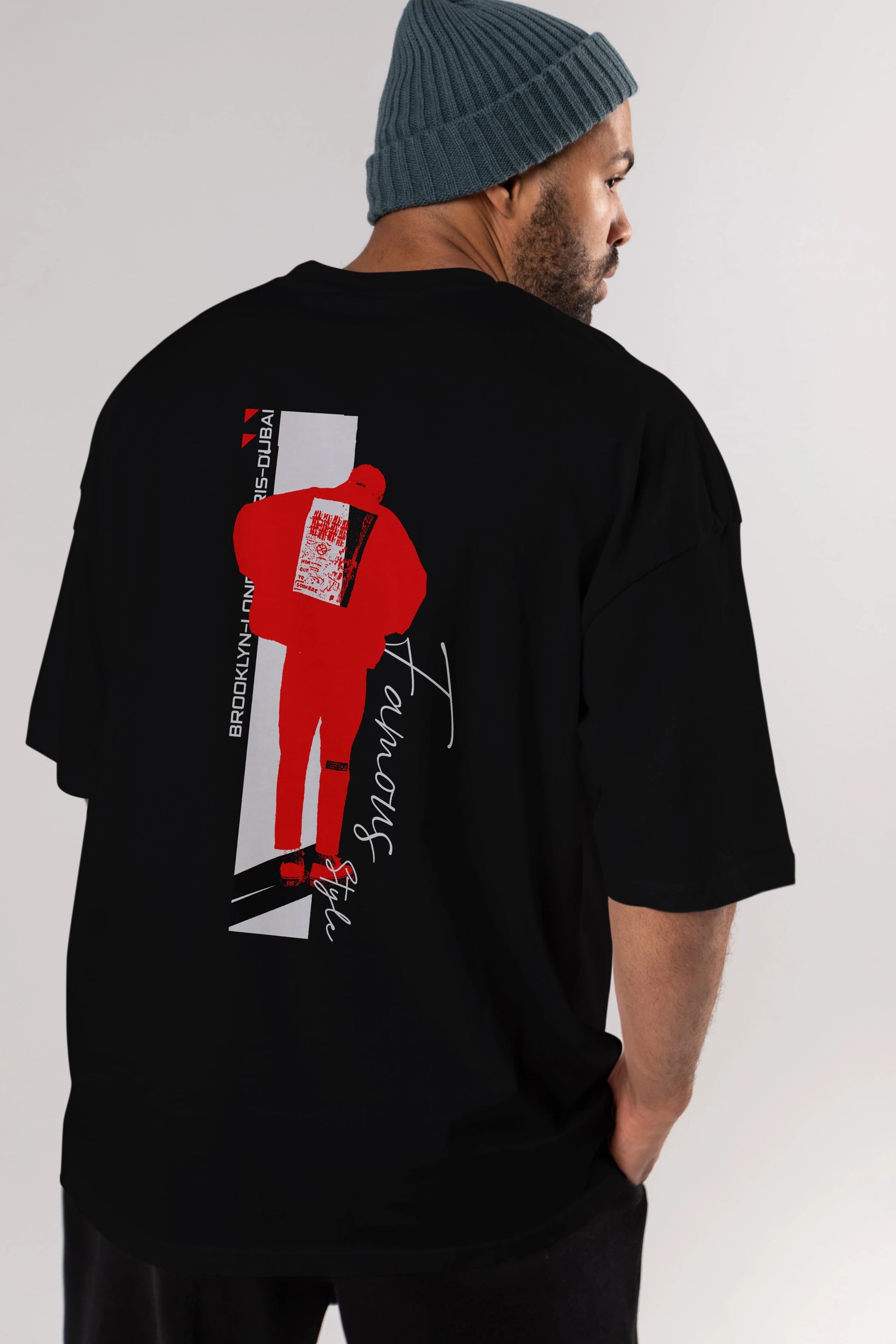 Brooklyn Style Arka Baskılı Oversize t-shirt Erkek Kadın Unisex