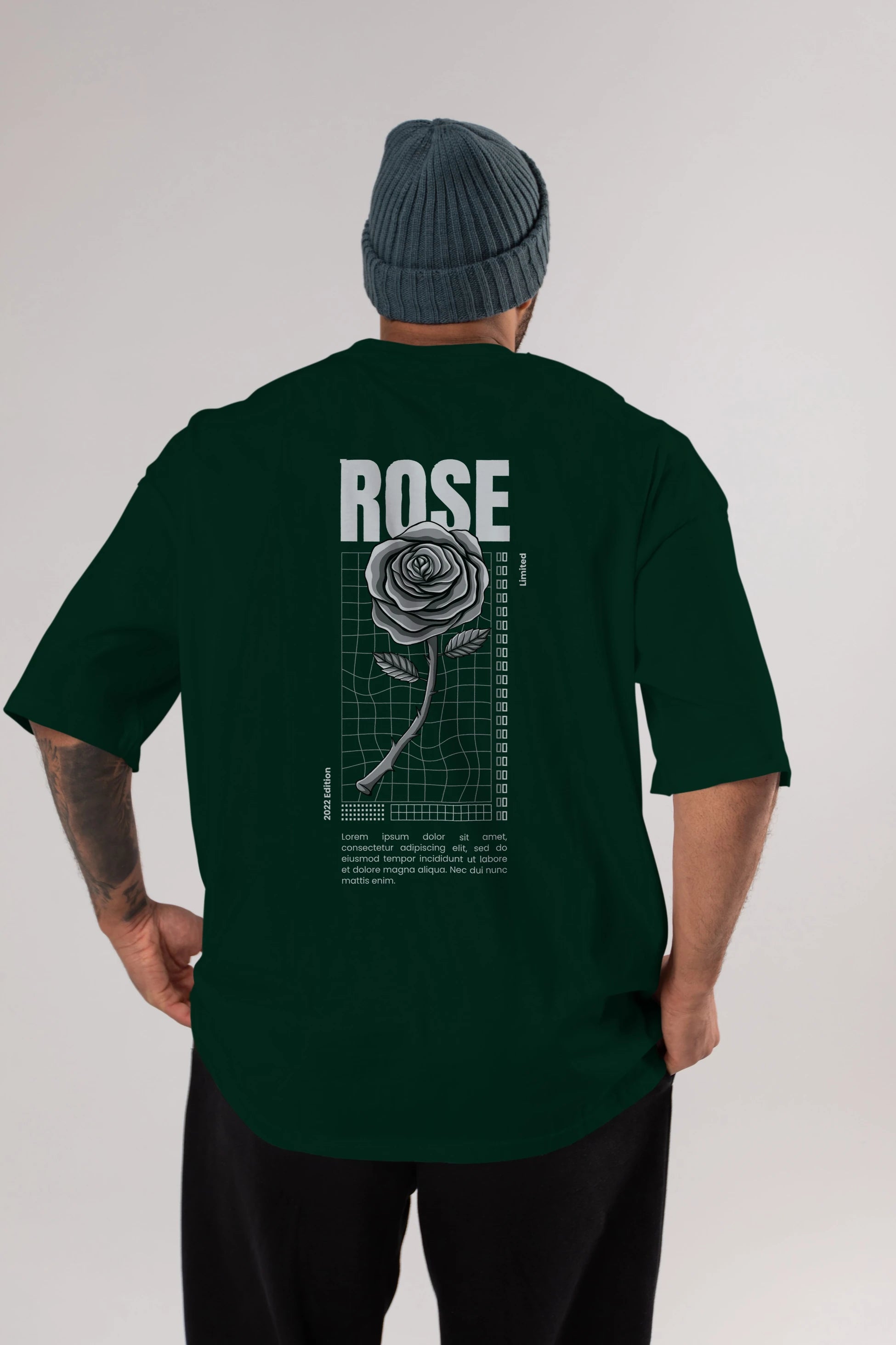 Rose Streetwear Arka Baskılı Oversize t-shirt Erkek Kadın Unisex