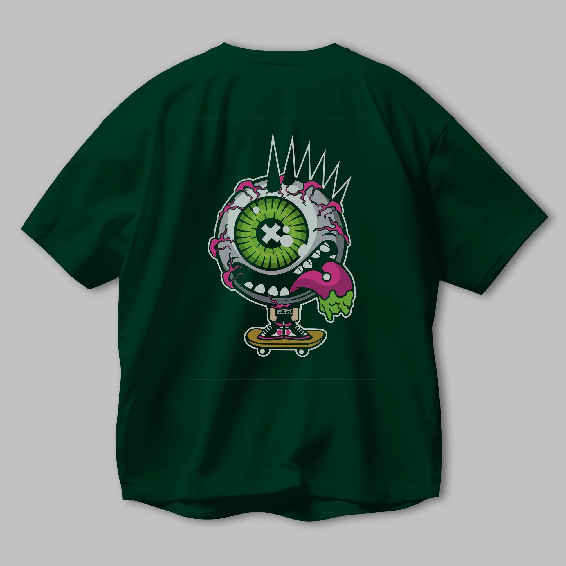 Eye Monster Skater Arka Baskılı Oversize t-shirt Erkek Kadın Unisex %100 Pamuk tişort