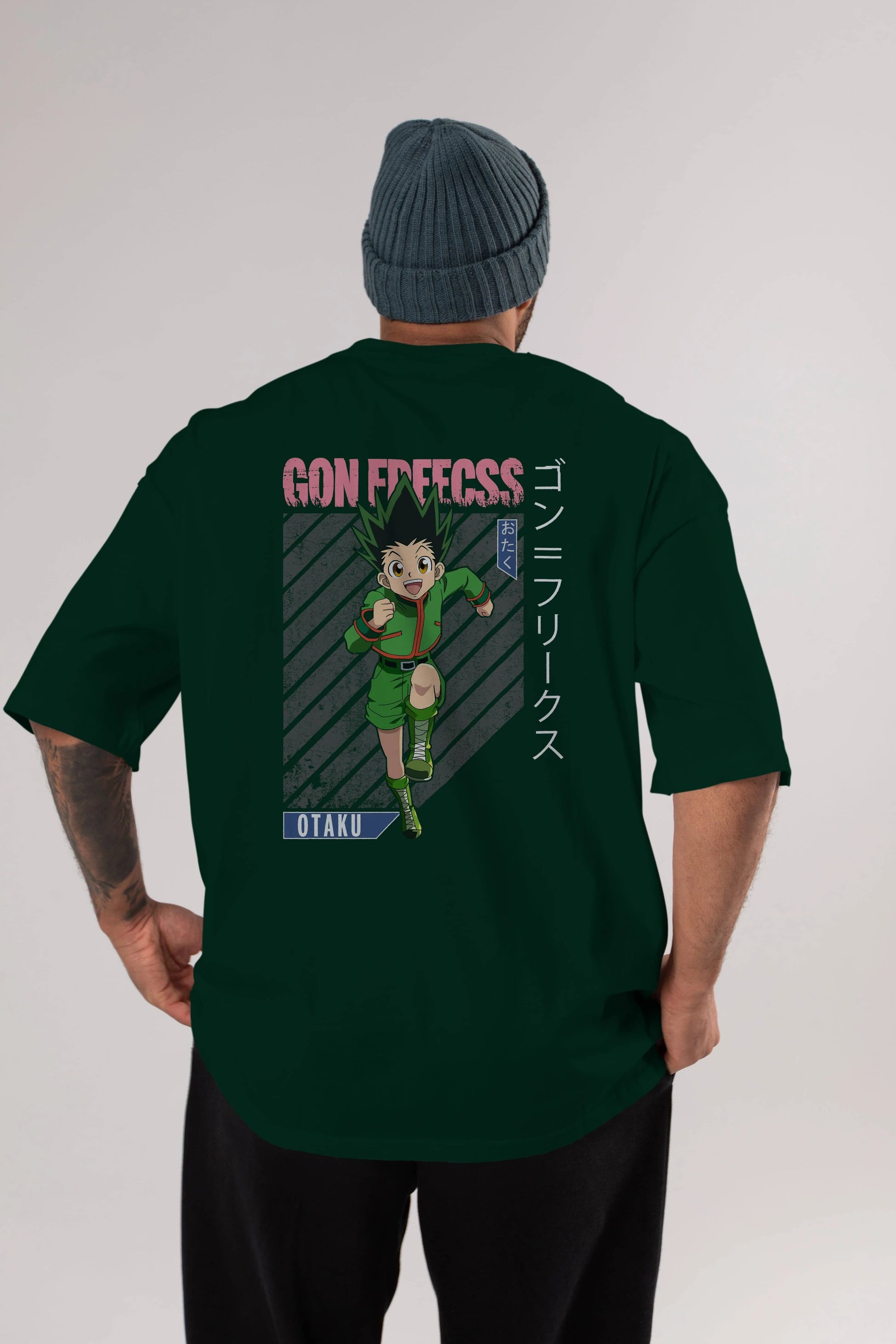 Gon Freecss HUNTER X HUNTER Anime Arka Baskılı Oversize t-shirt Erkek Kadın Unisex
