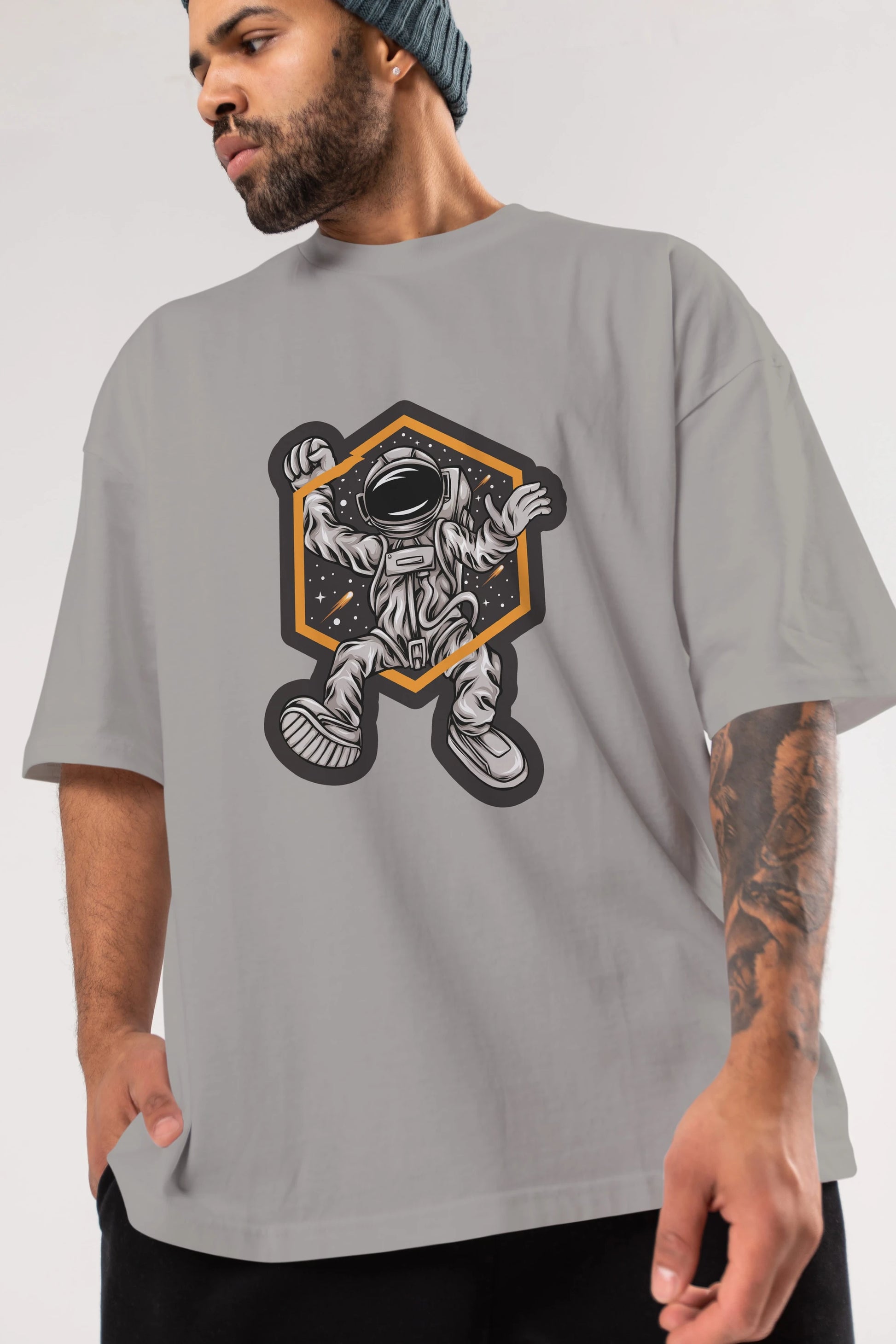 Astrofun Sticker Ön Baskılı Oversize t-shirt Erkek Kadın Unisex