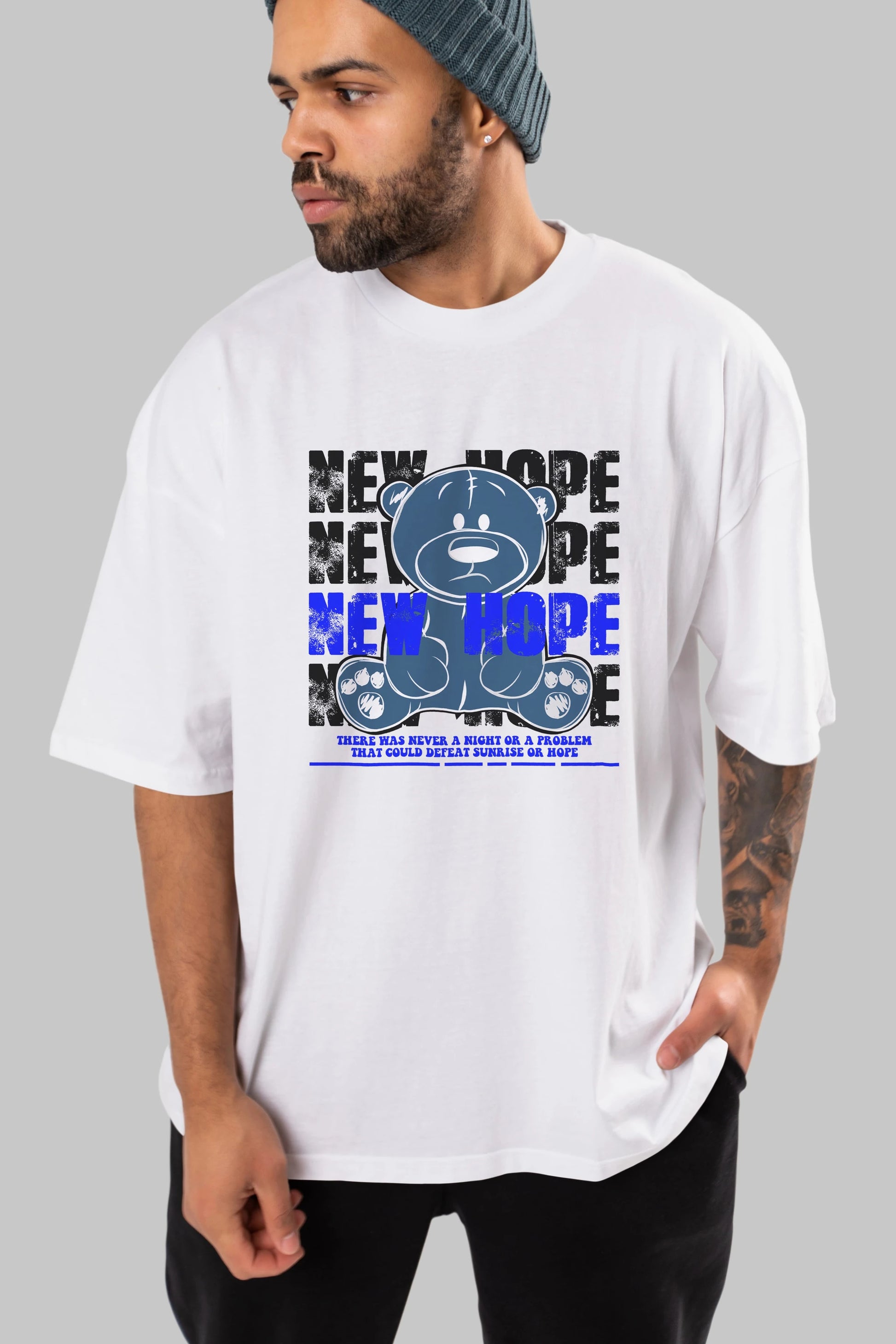 Teddy Bear New Hope Ön Baskılı Oversize t-shirt Erkek Kadın Unisex