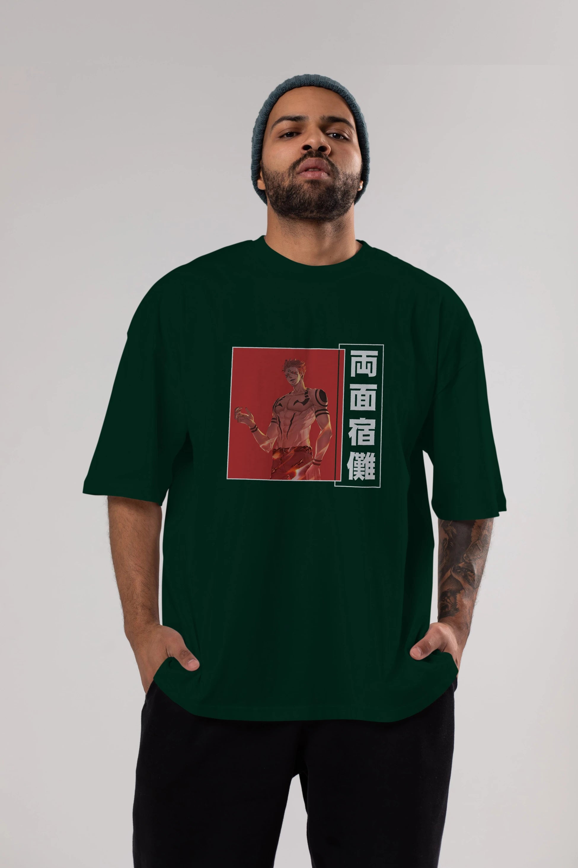 Sukuna Ryoumen 3 Anime Ön Baskılı Oversize t-shirt %100 pamuk Erkek Kadın Unisex