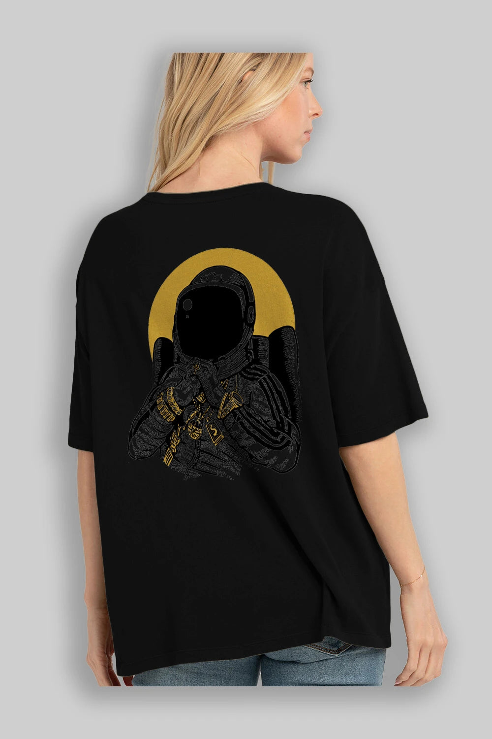 Space Dee Jay Arka Baskılı Oversize t-shirt Erkek Kadın Unisex %100 Pamuk