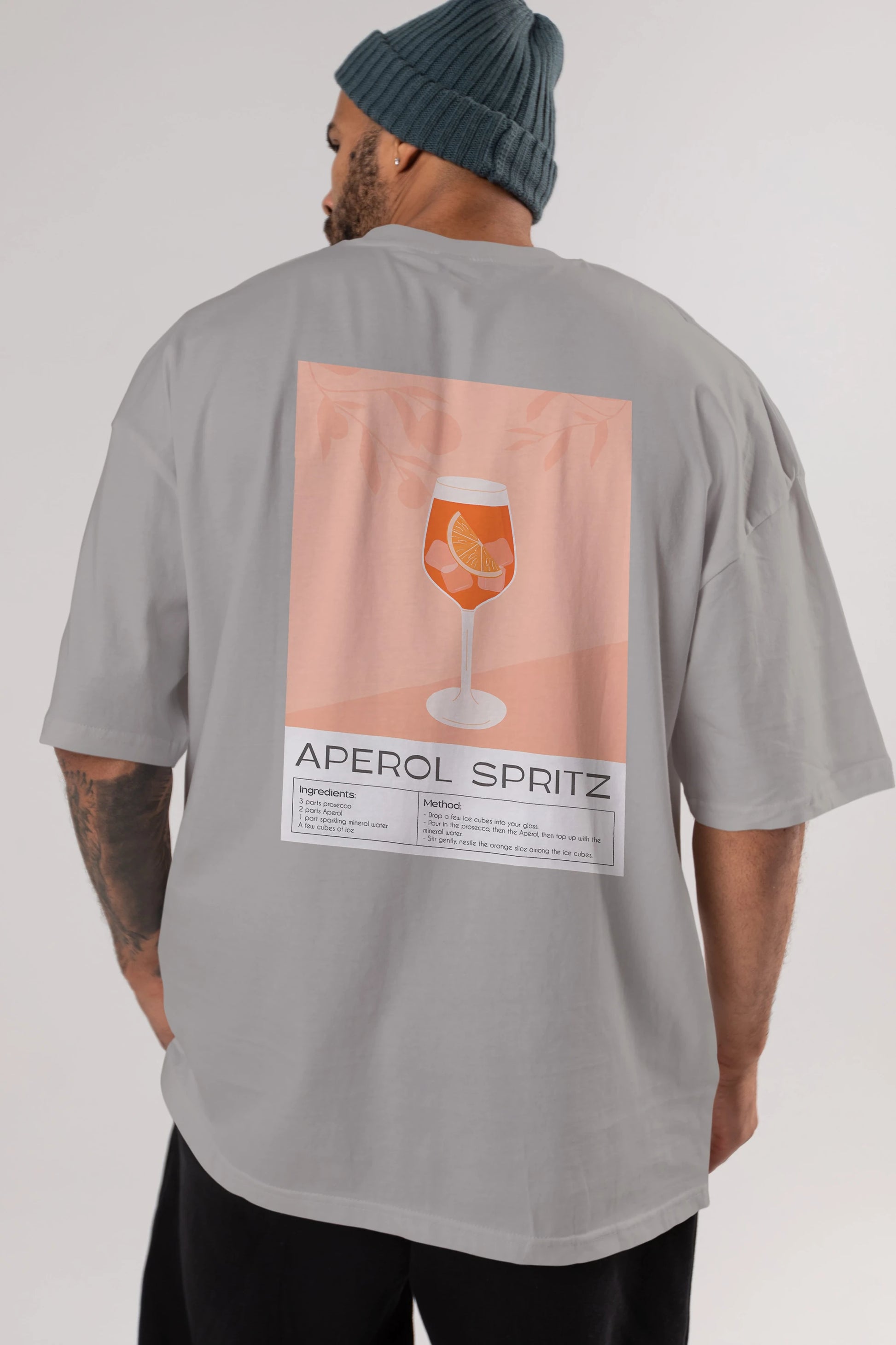 Aperol Spritz 7 Arka Baskılı Oversize t-shirt Erkek Kadın Unisex %100 Pamuk Bisiklet Yaka tişort