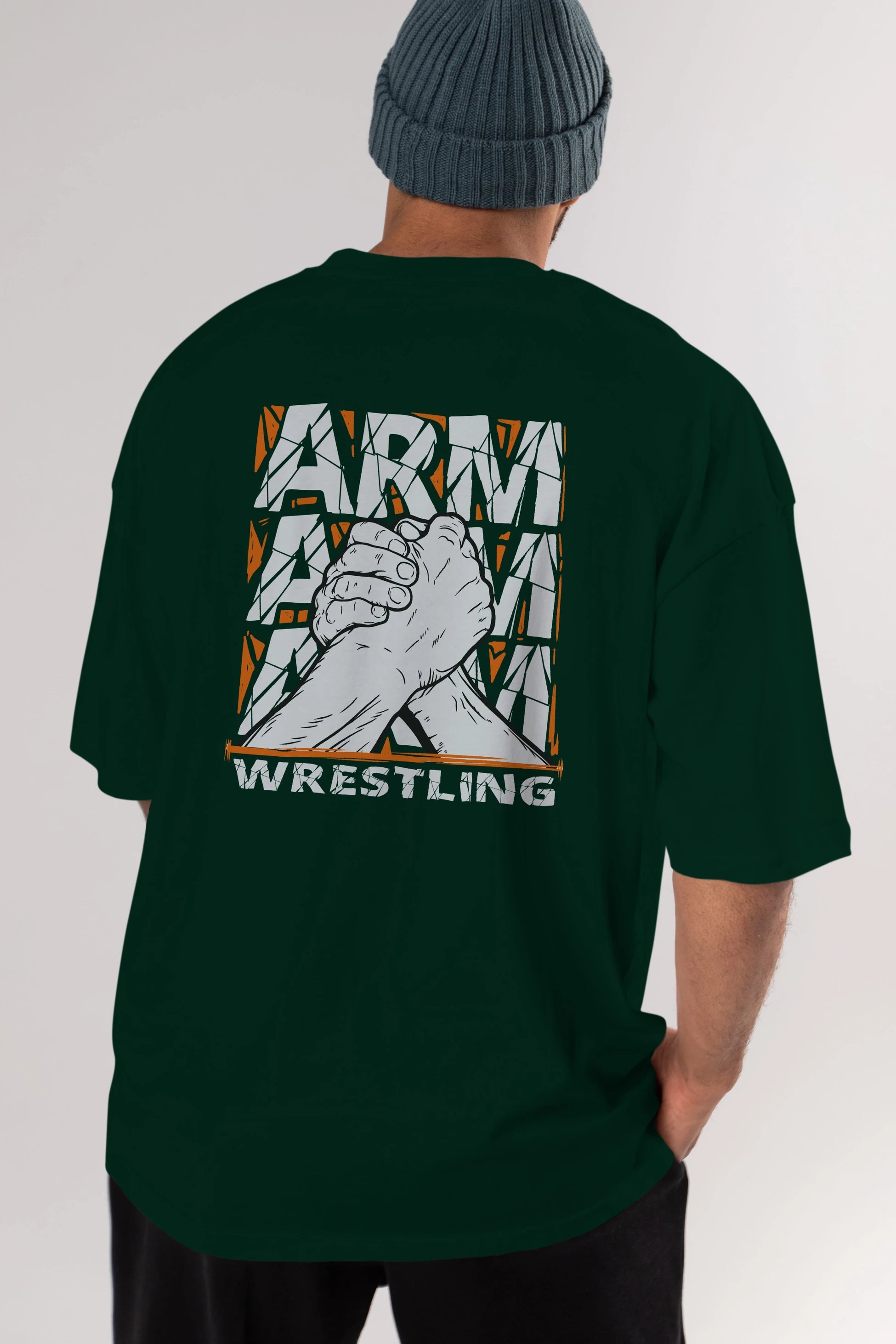 Arm Wrestling Arka Baskılı Oversize t-shirt Erkek Kadın Unisex