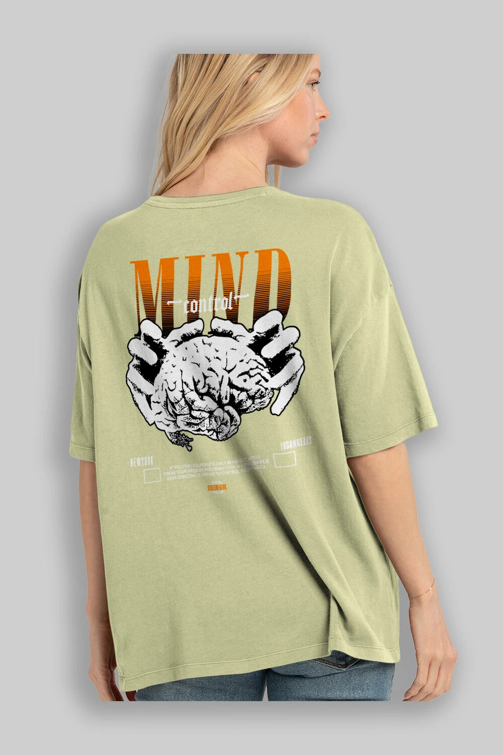 Mind Control Arka Baskılı Oversize t-shirt Erkek Kadın Unisex