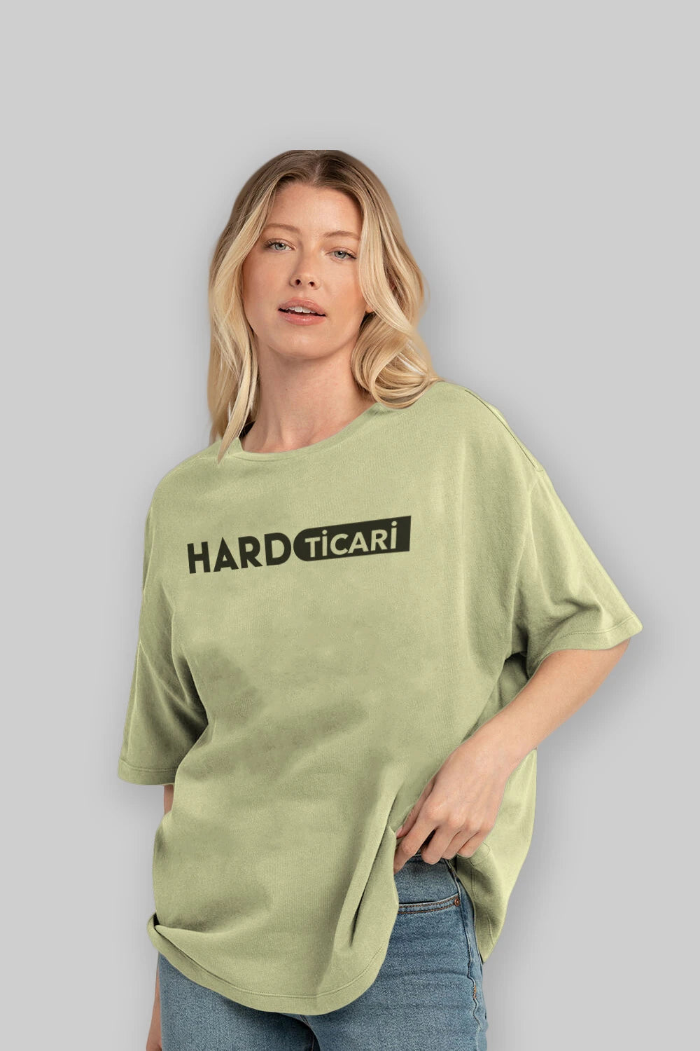 Hard Ticari Ön Baskılı Oversize t-shirt %100 pamuk Erkek Kadın Unisex
