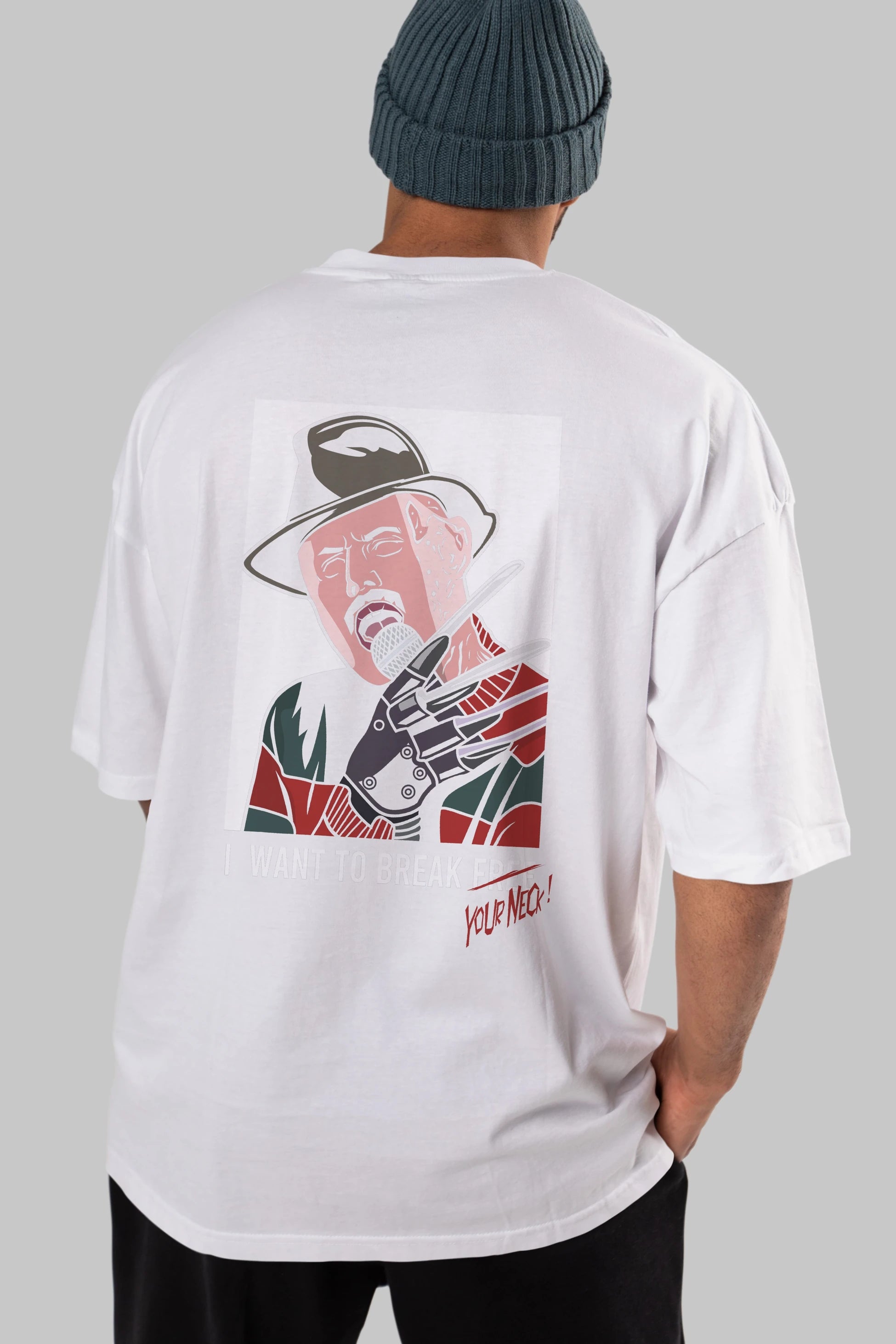 Freddy Merkrueger Arka Baskılı Oversize t-shirt Erkek Kadın Unisex %100 Pamuk tişort