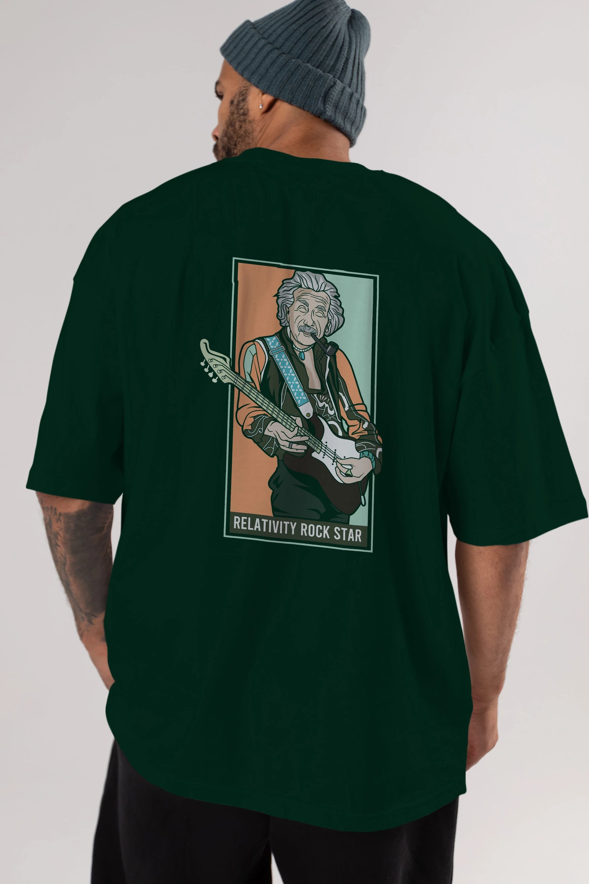 Jimmy Einstein Arka Baskılı Oversize t-shirt Erkek Kadın Unisex %100 Pamuk tişort