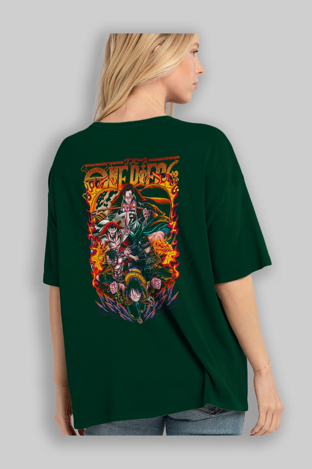 ONE PIECE (3) Anime Arka Baskılı Oversize t-shirt Erkek Kadın Unisex