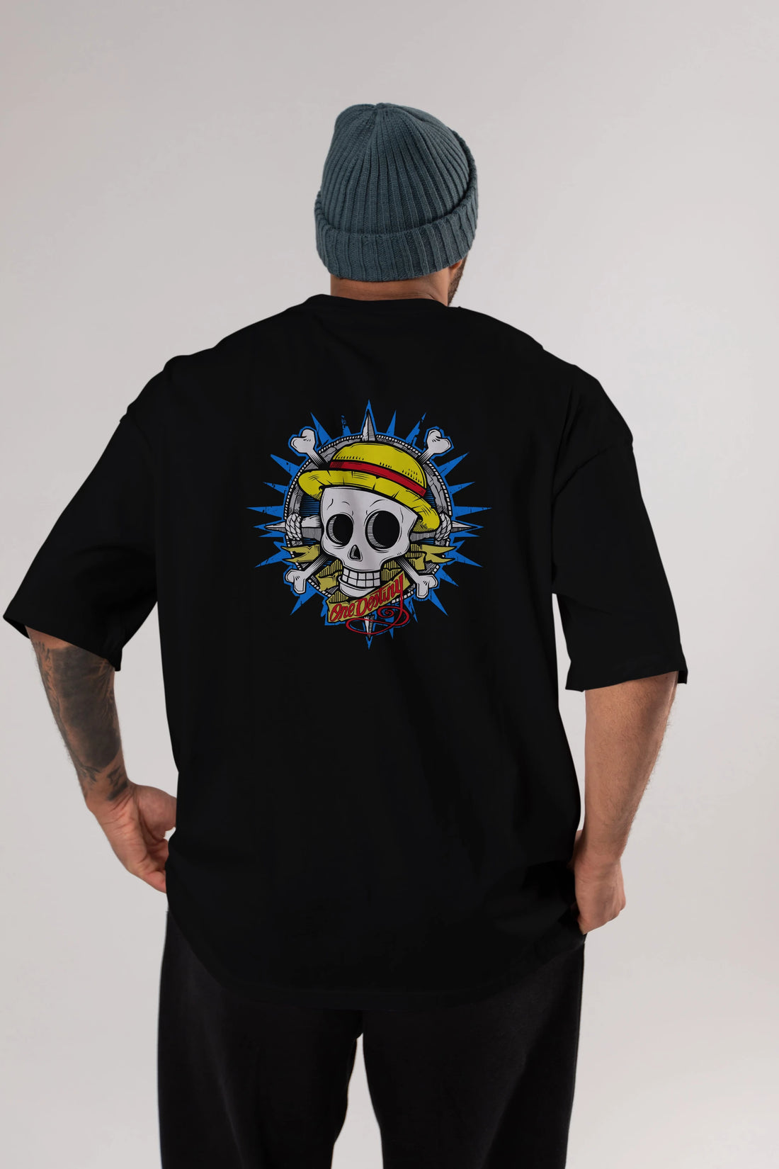 One destiny Anime Arka Baskılı Oversize t-shirt Erkek Kadın Unisex %100 pamuk tişort