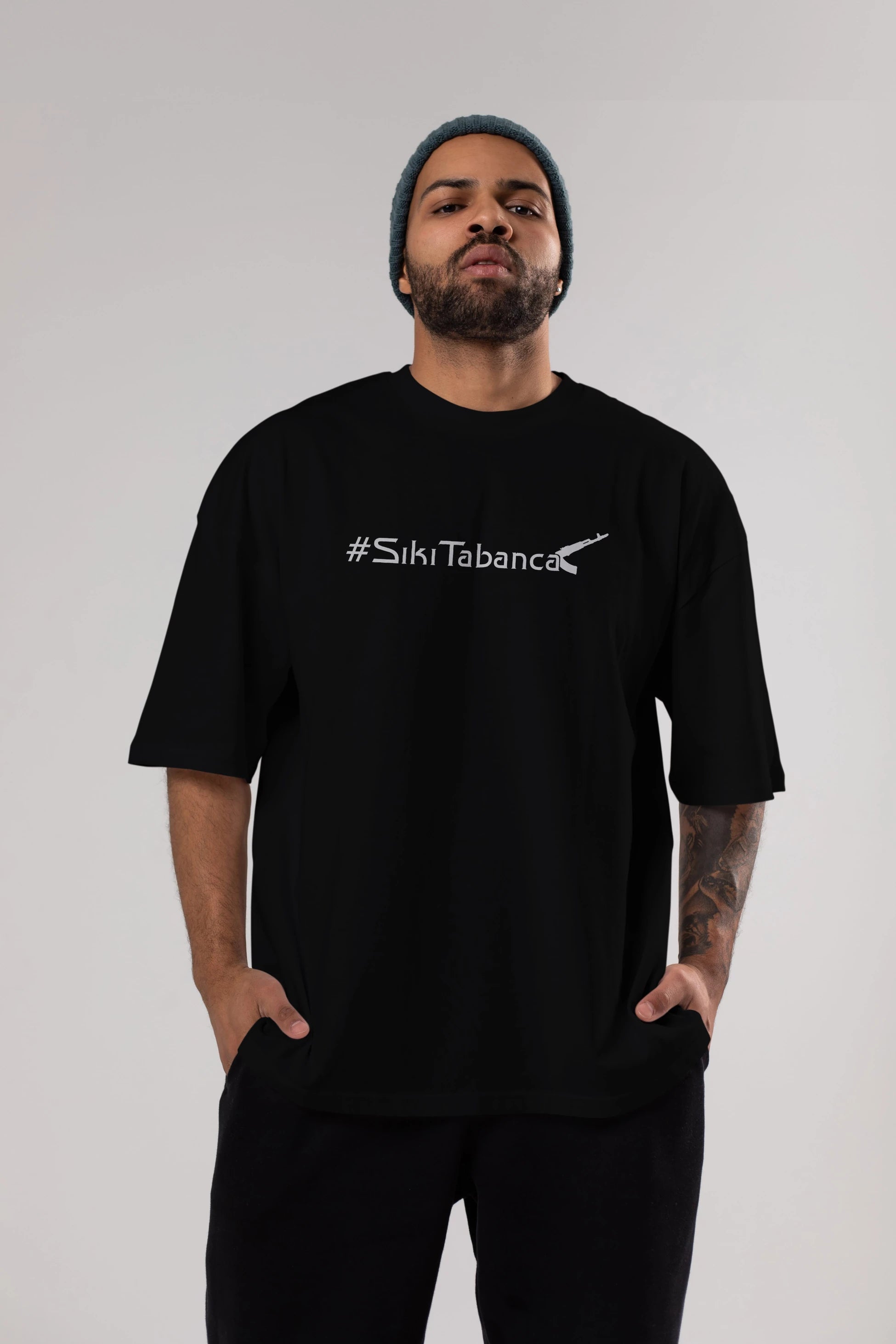 Sıkı Tabanca Ön Baskılı Oversize t-shirt %100 pamuk Erkek Kadın Unisex