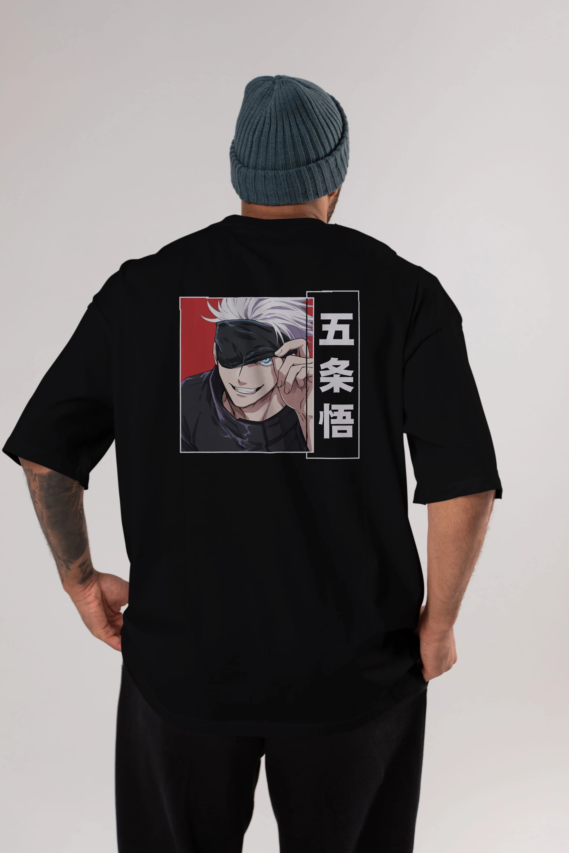 JUJUTSU KAISEN Anime Arka Baskılı Oversize t-shirt Erkek Kadın Unisex