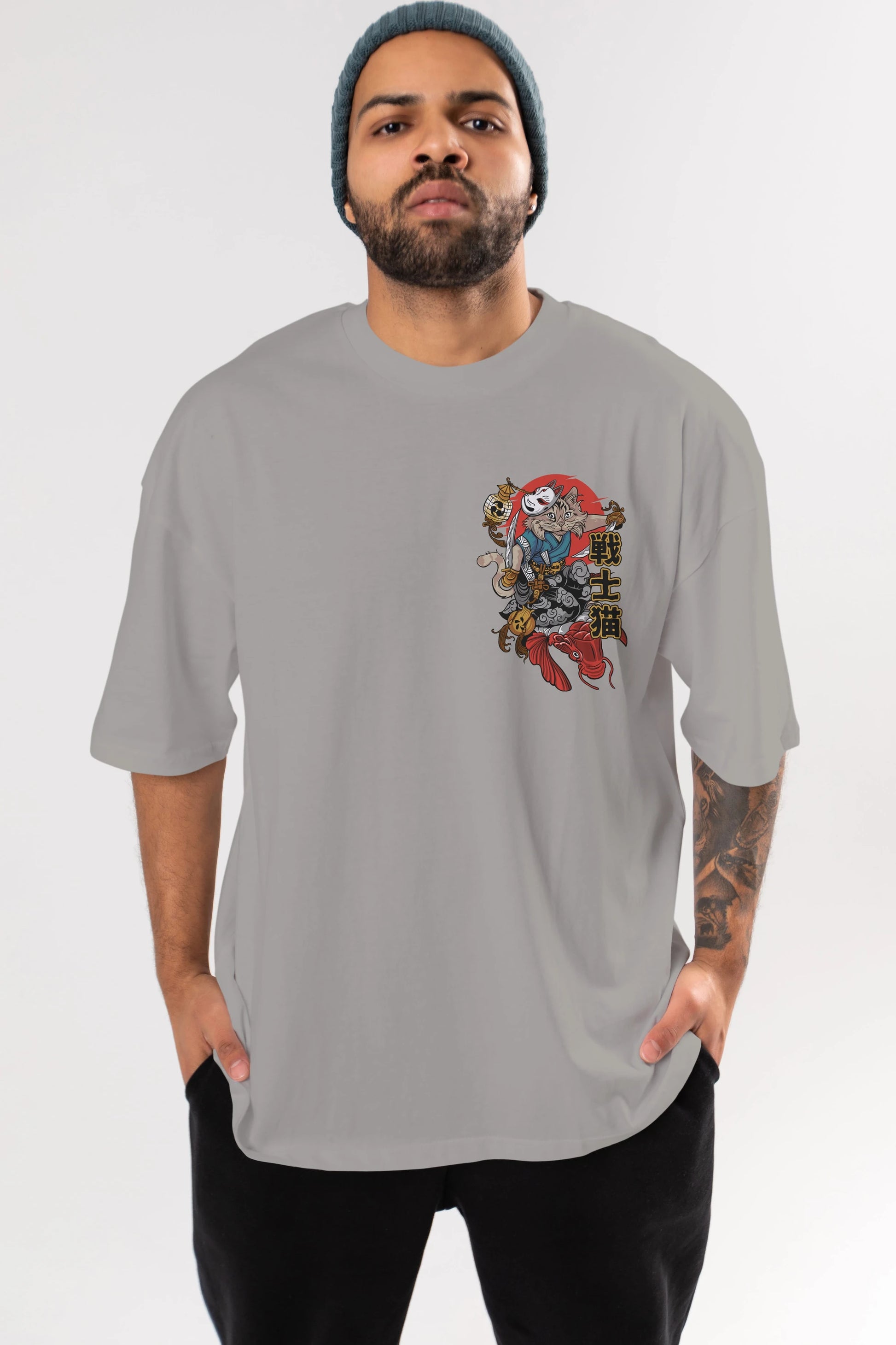TRIBAL (2) Ön Sol Baskılı Oversize t-shirt Erkek Kadın Unisex %100 Pamuk Bisiklet Yaka tişort