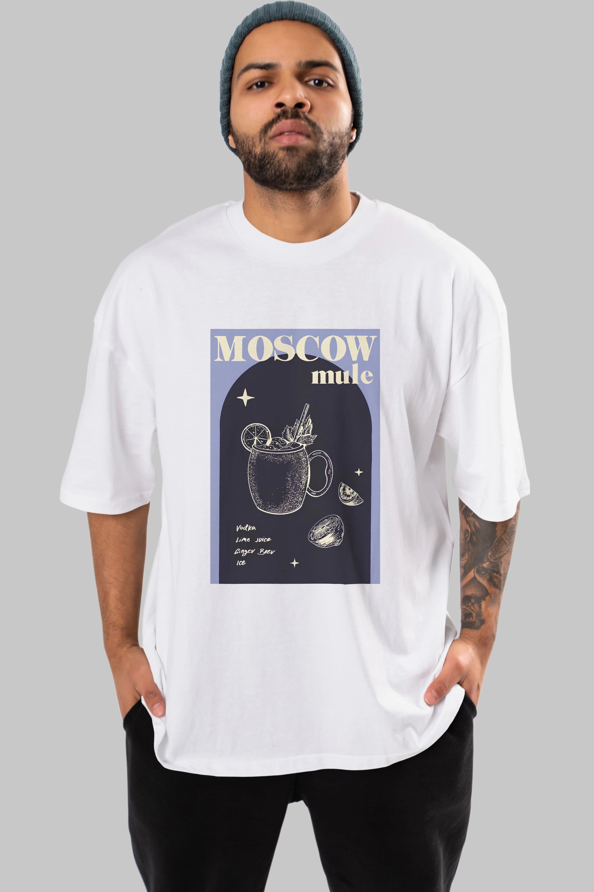 Moscow Mule Ön Baskılı Oversize t-shirt Erkek Kadın Unisex %100 Pamuk Bisiklet Yaka tişort