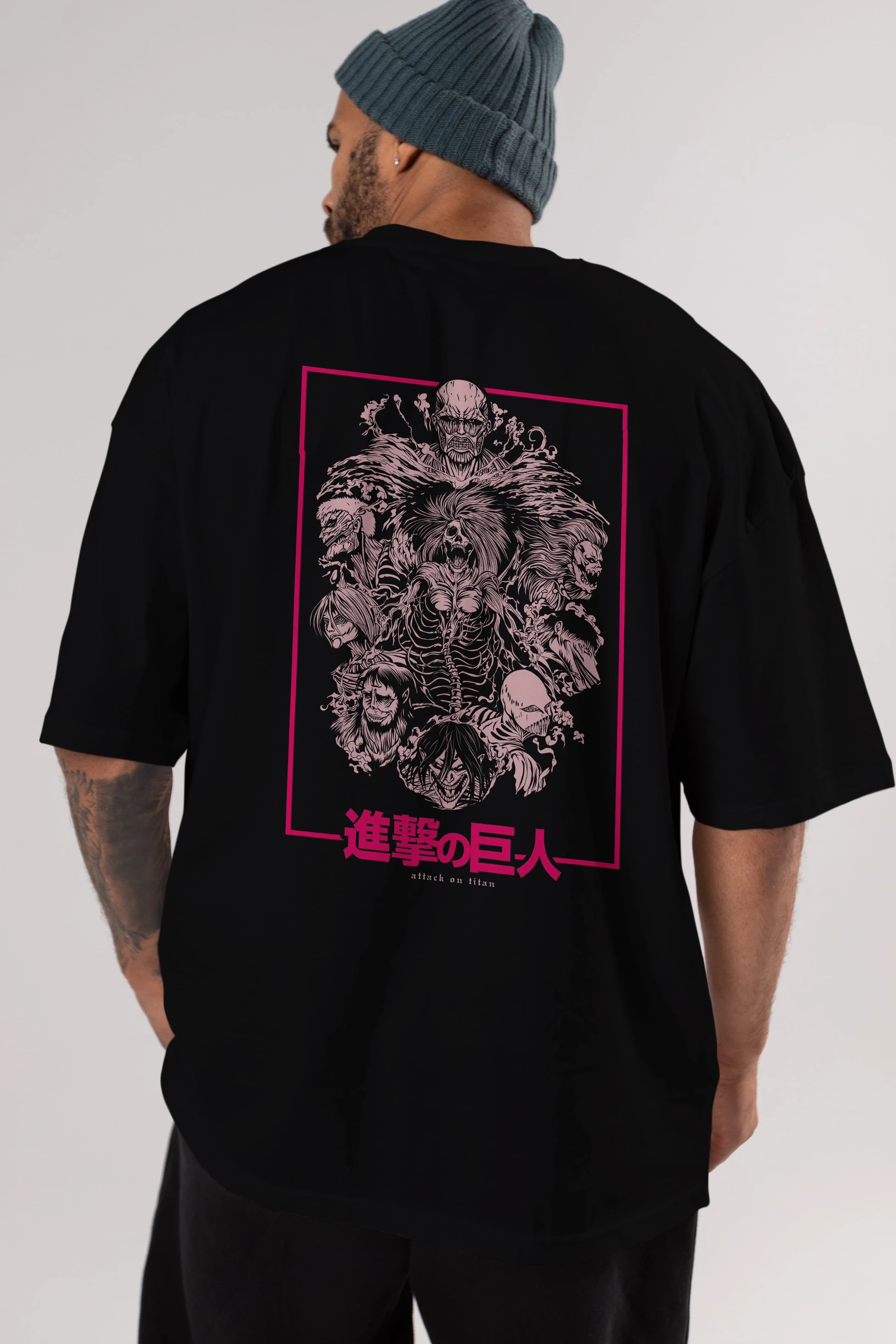 ATTACK ON TITANS Anime Arka Baskılı Oversize t-shirt Erkek Kadın Unisex