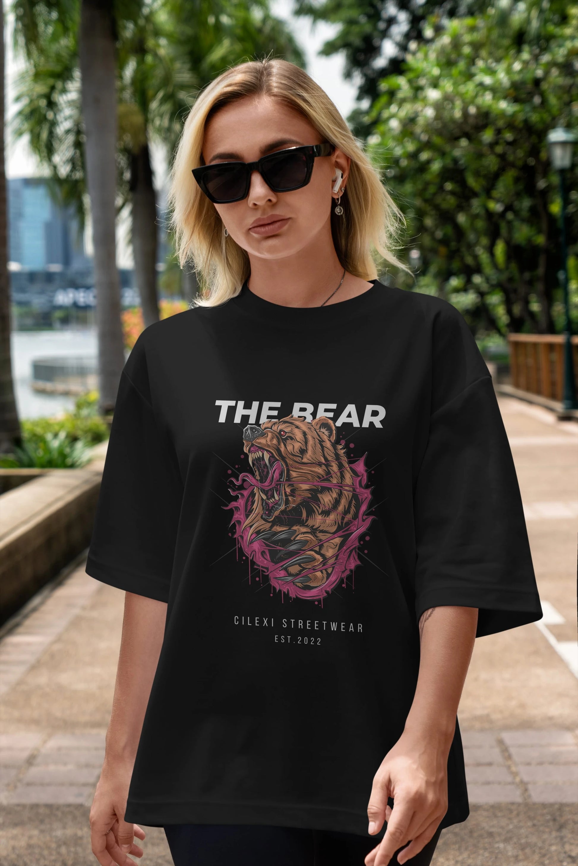 The Bear Ön Baskılı Oversize t-shirt Erkek Kadın Unisex