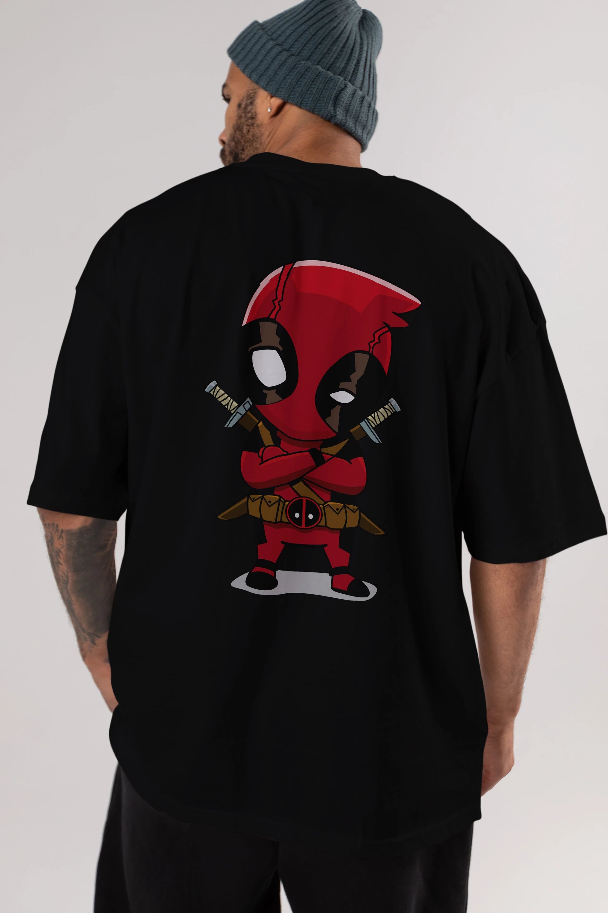 Deadpool (19) Arka Baskılı Oversize t-shirt Erkek Kadın Unisex %100 Pamuk Bisiklet Yaka tişort