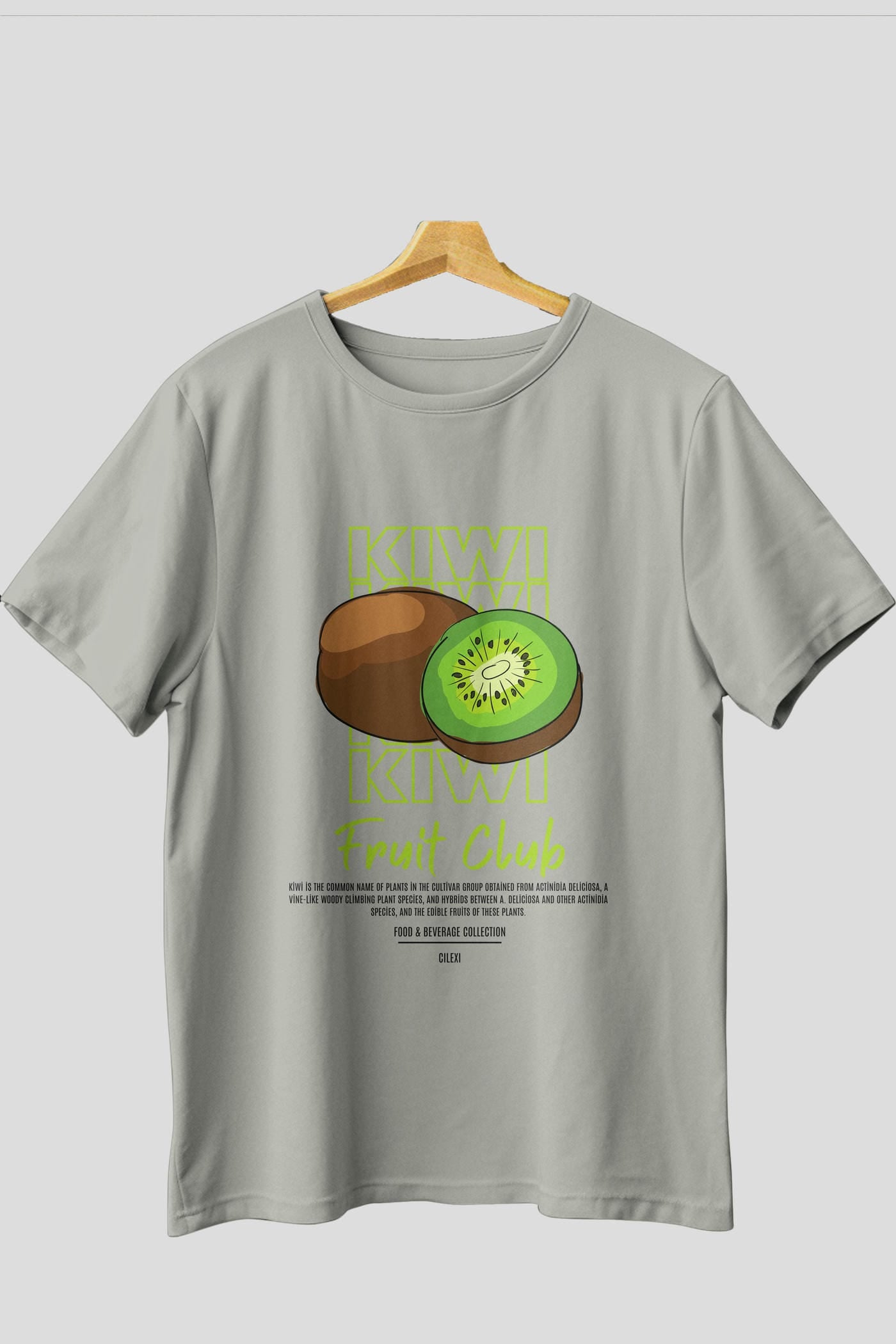 Kiwi Ön Baskılı Oversize t-shirt Erkek Kadın Pamuk Bisiklet Yaka tişort