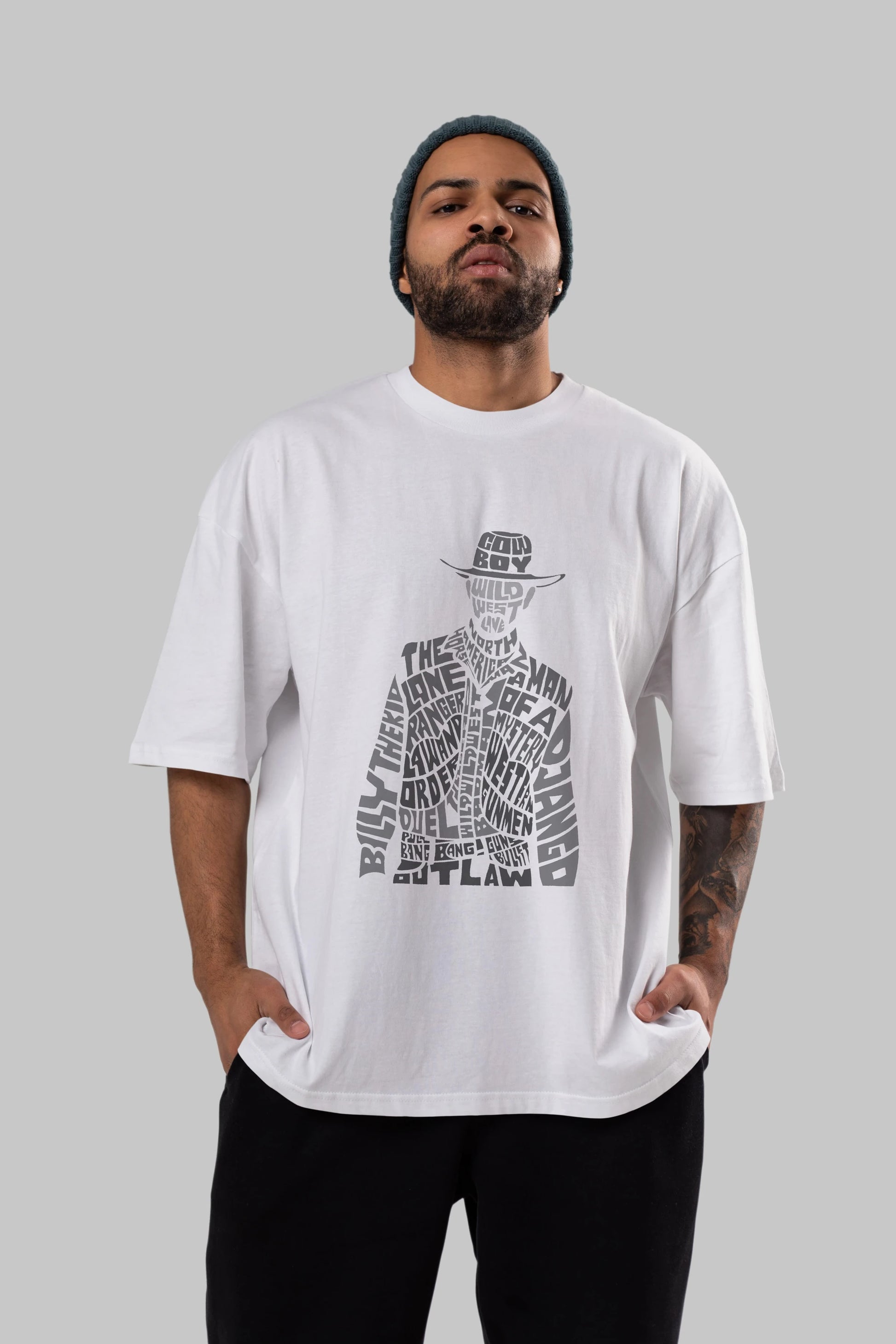 Cowboy Ön Baskılı Oversize t-shirt %100 pamuk Erkek Kadın Unisex