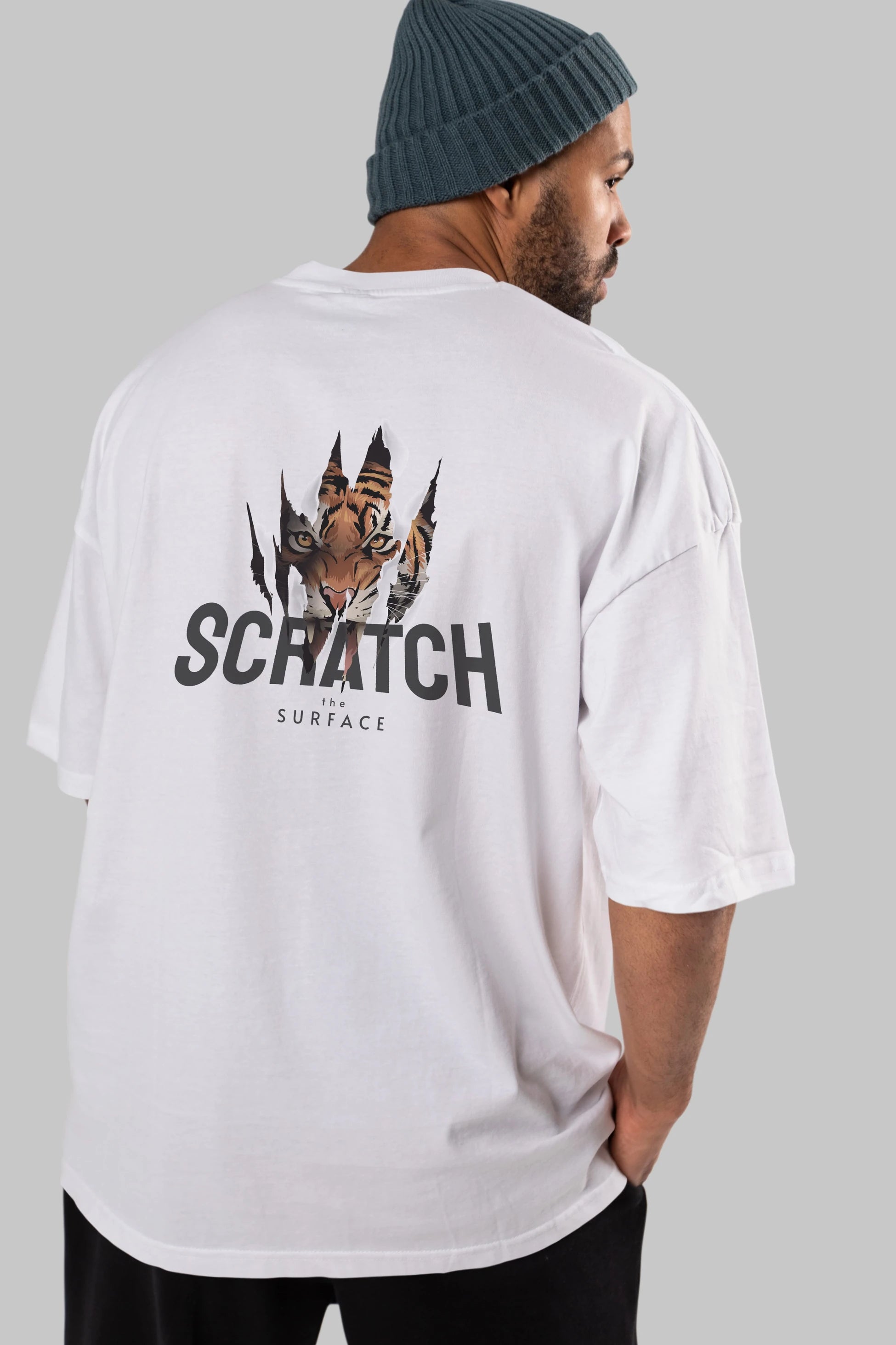 Teddy Bear Scratch Arka Baskılı Oversize t-shirt Erkek Kadın Unisex %100 Pamuk
