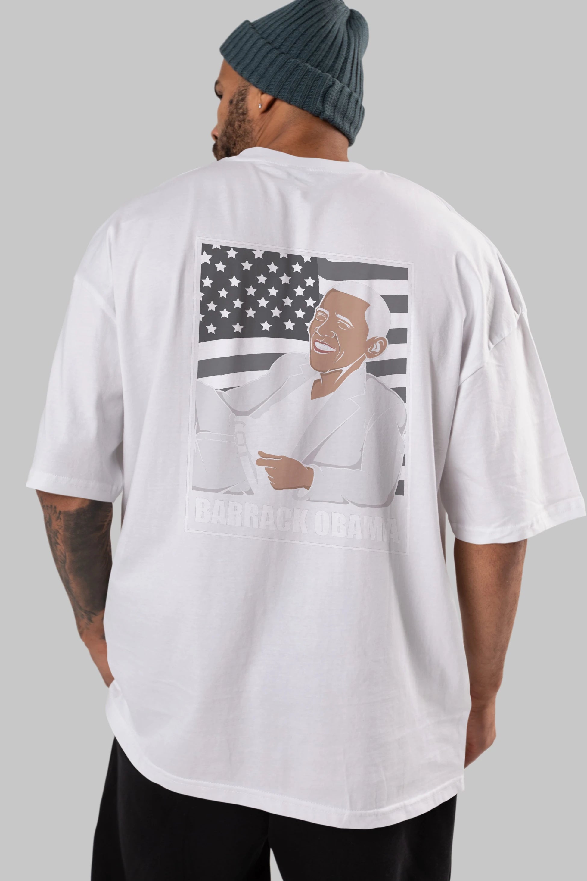 Obama Thriller Arka Baskılı Oversize t-shirt Erkek Kadın Unisex %100 Pamuk tişort