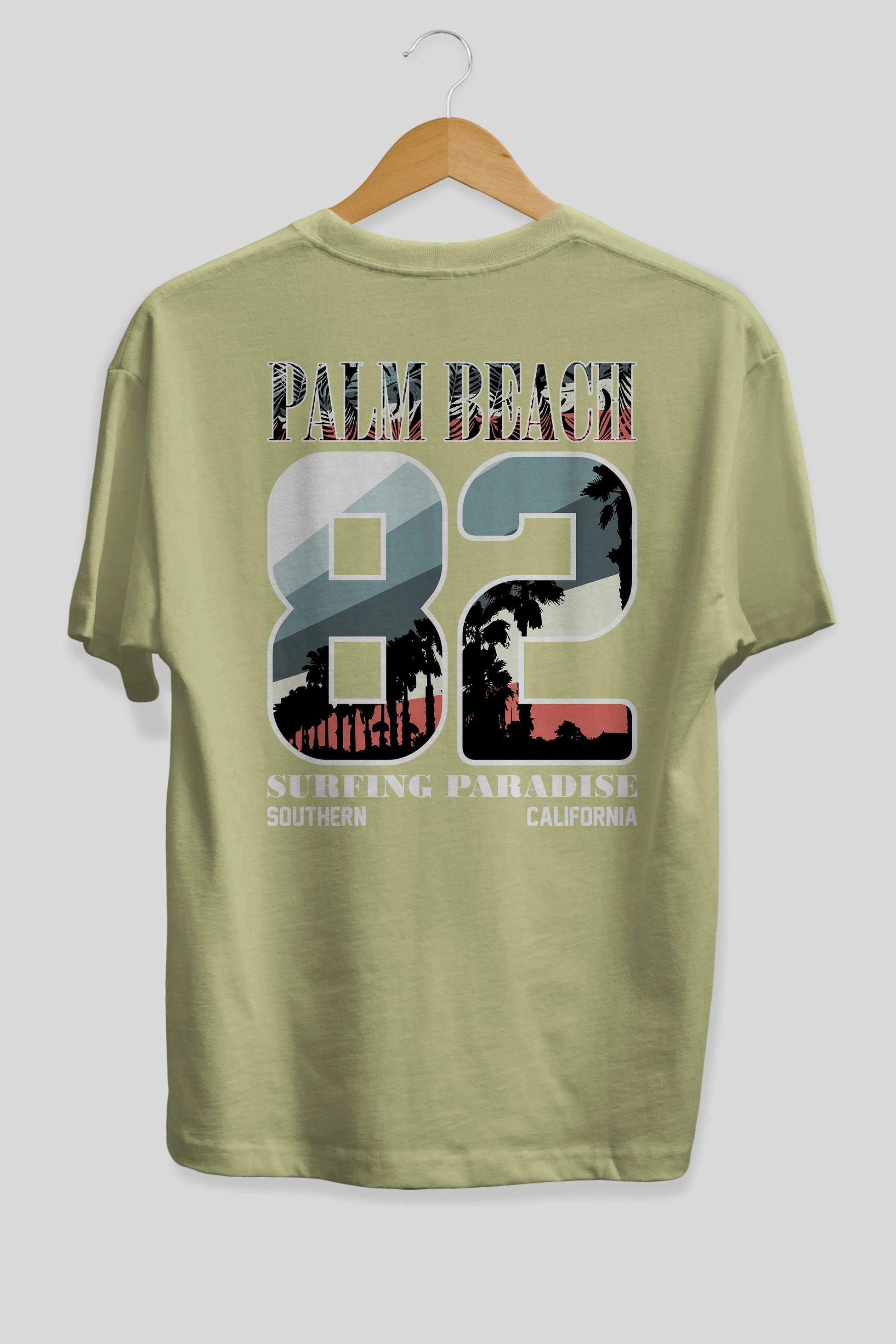 Palm Beach 82 Arka Baskılı Oversize t-shirt Erkek Kadın Unisex