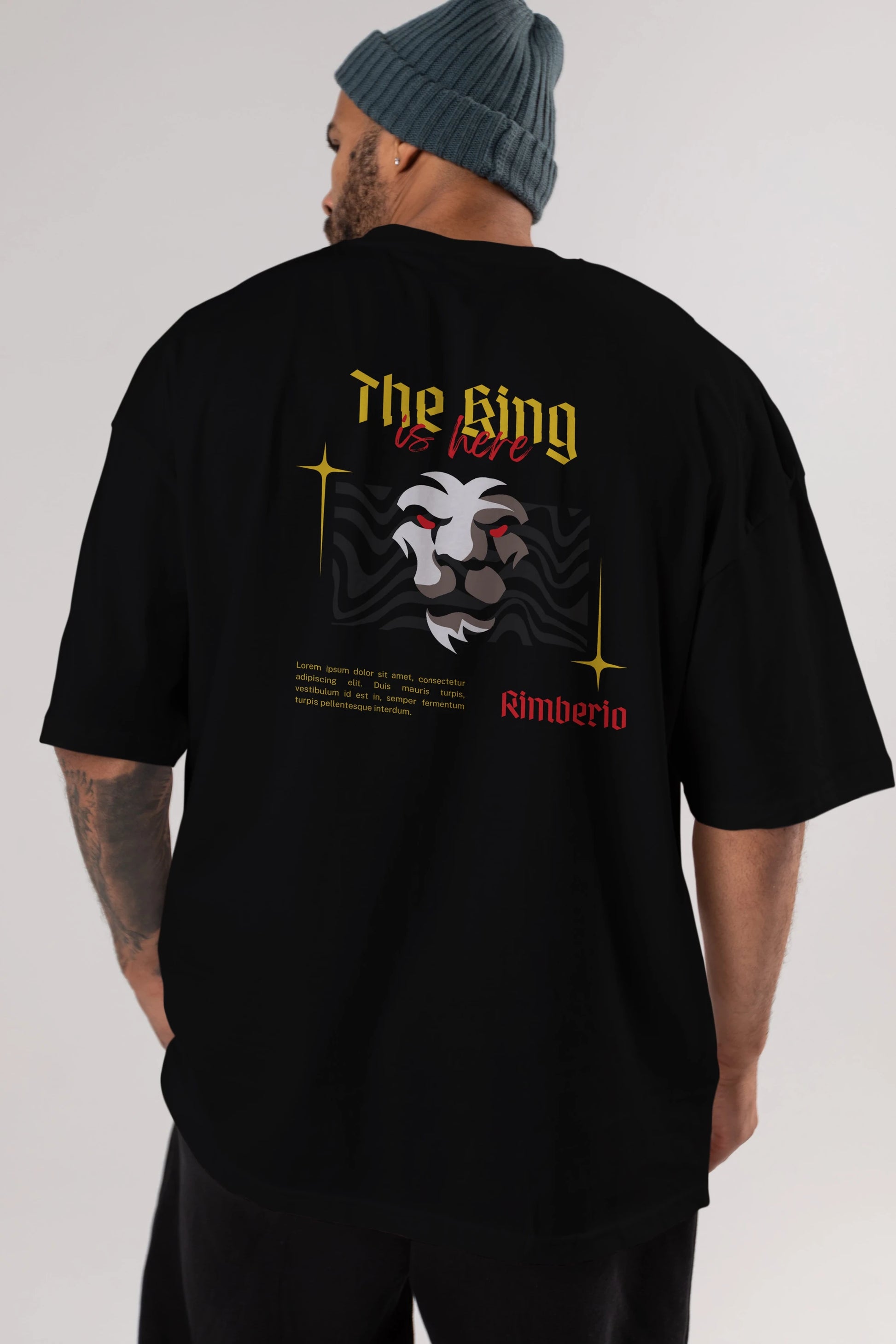 The King is Here Yazılı Arka Baskılı Oversize t-shirt Erkek Kadın Unisex