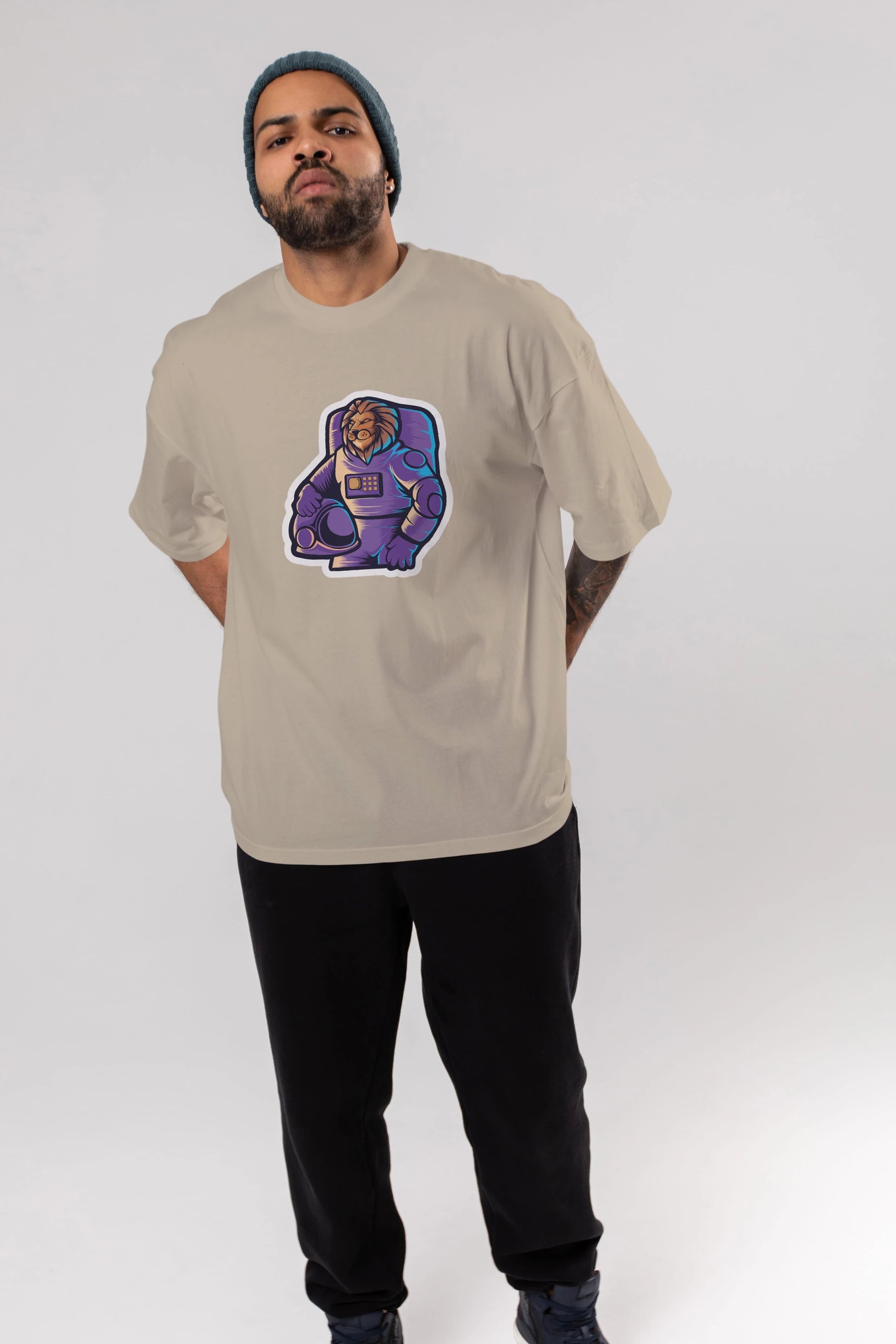 Astroking Sticker Ön Baskılı Oversize t-shirt Erkek Kadın Unisex