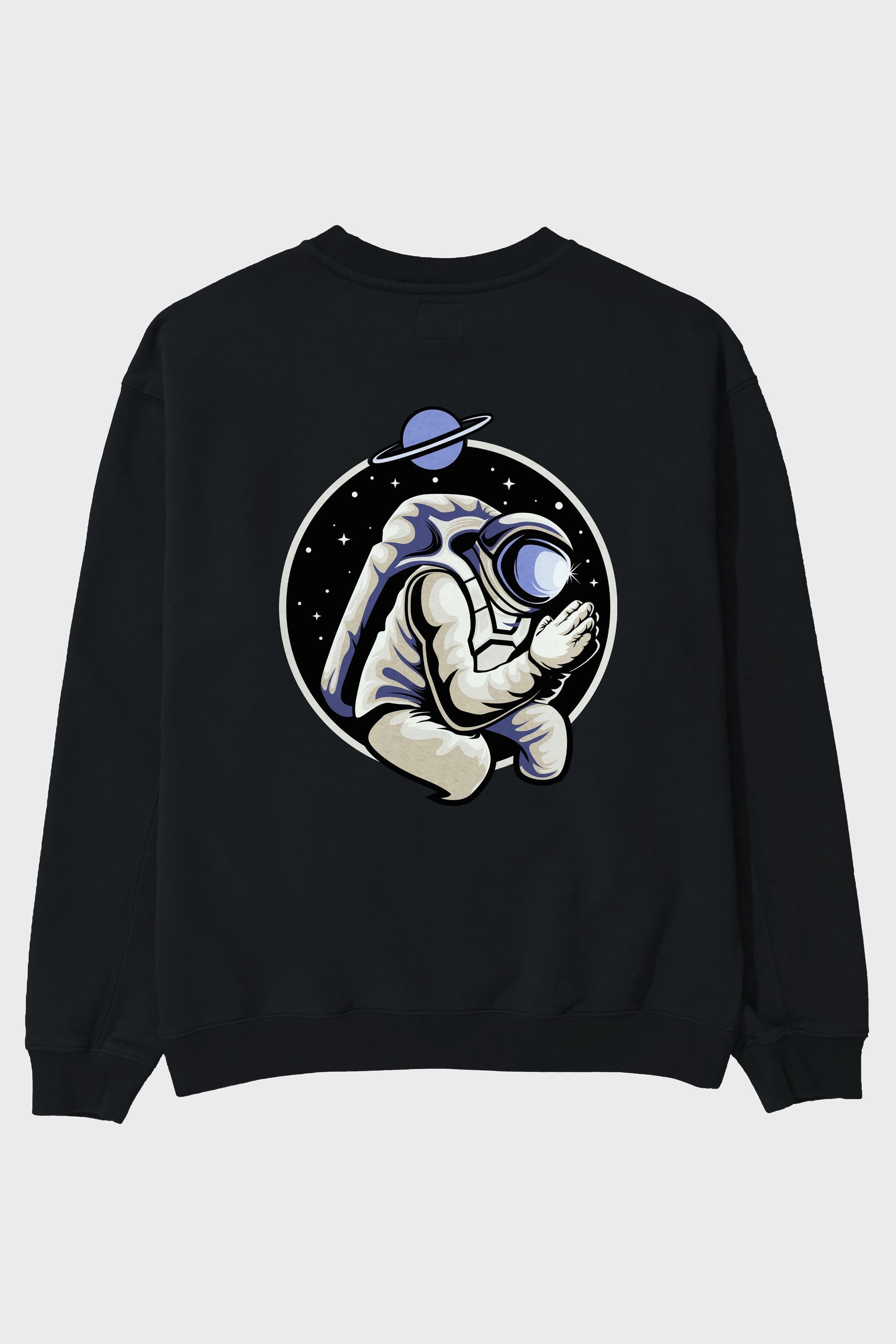 Astronaut Praying Arka Baskılı Oversize Sweatshirt Erkek Kadın Unisex