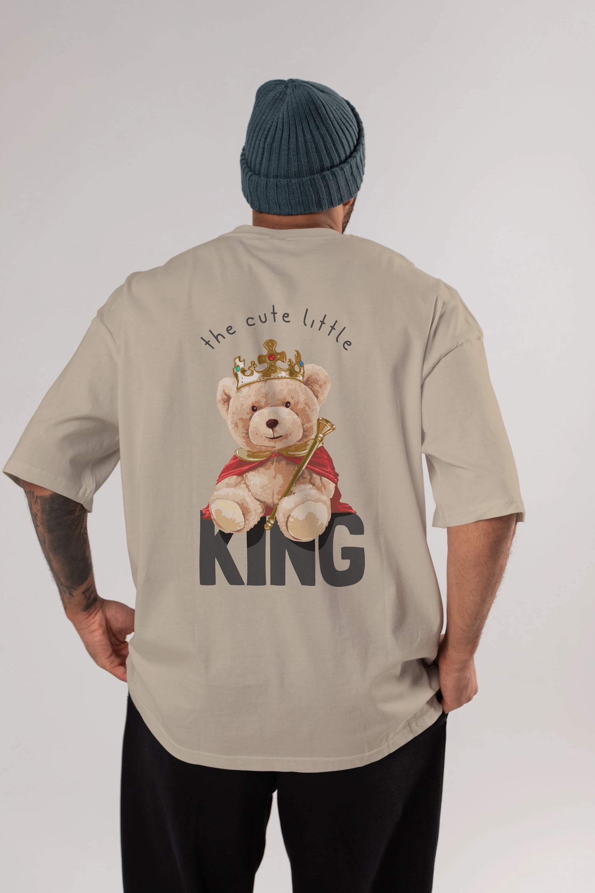 Teddy Bear King Arka Baskılı Oversize t-shirt Erkek Kadın Unisex %100 Pamuk