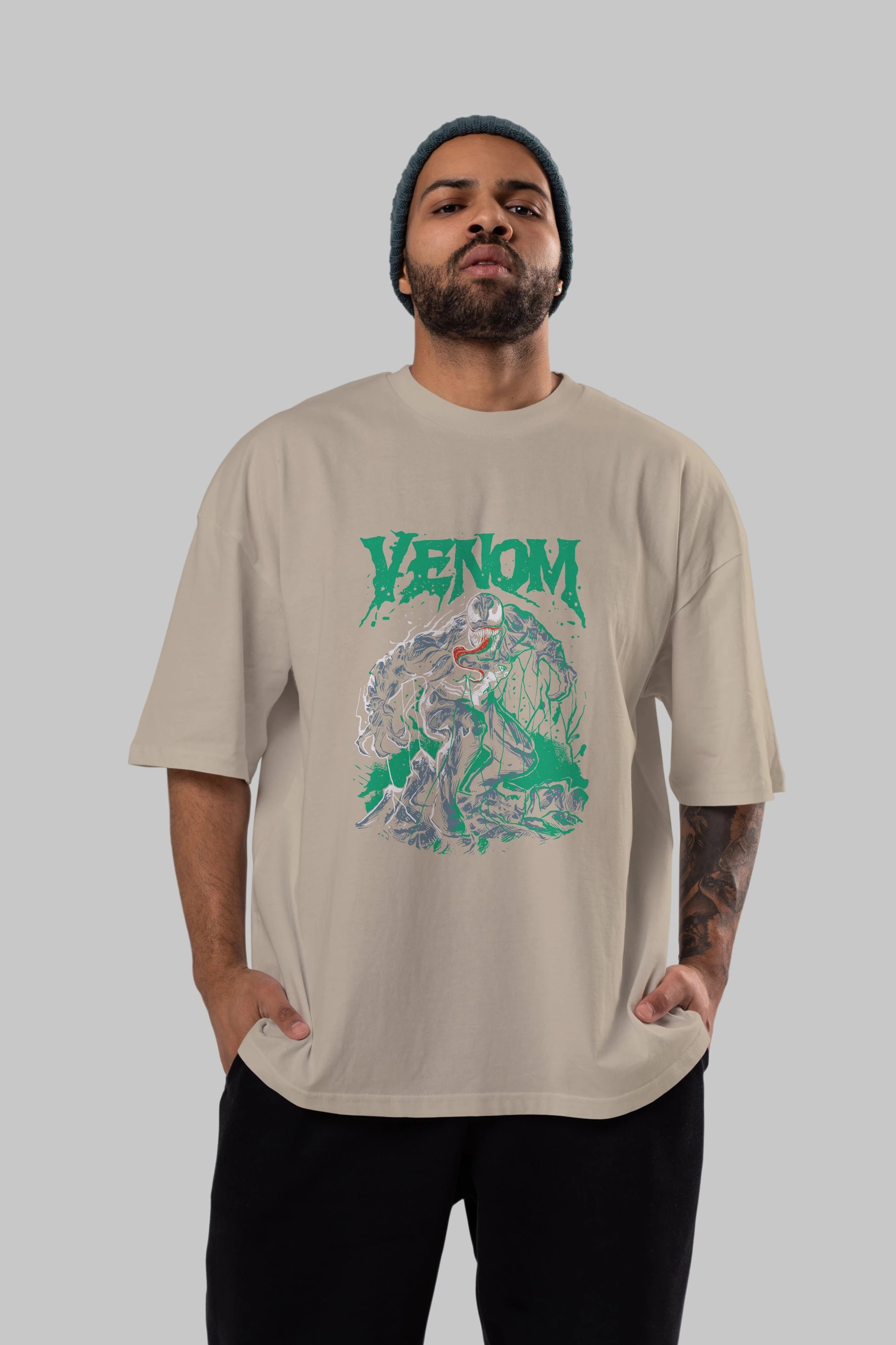 Venom (3) Ön Baskılı Oversize t-shirt Erkek Kadın Unisex %100 Pamuk Bisiklet Yaka tişort